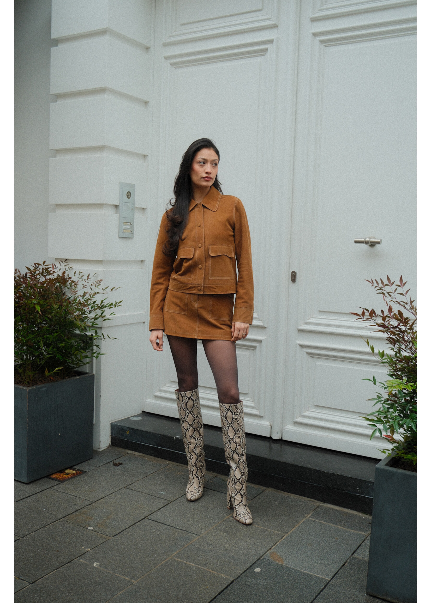 JXAVA SUEDE JACKET - RUBBER BROWN