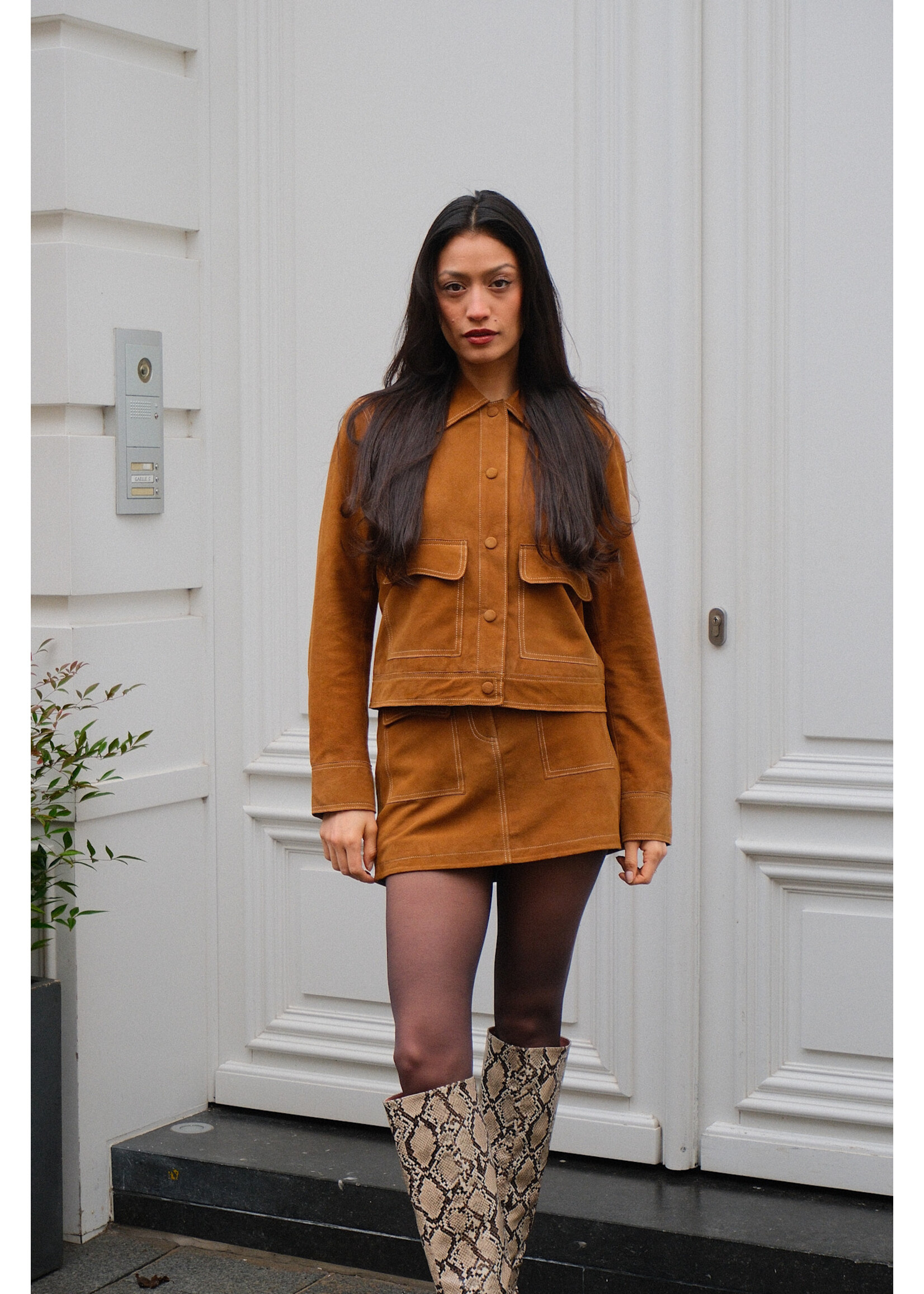 JXAVA SUEDE JACKET - RUBBER BROWN