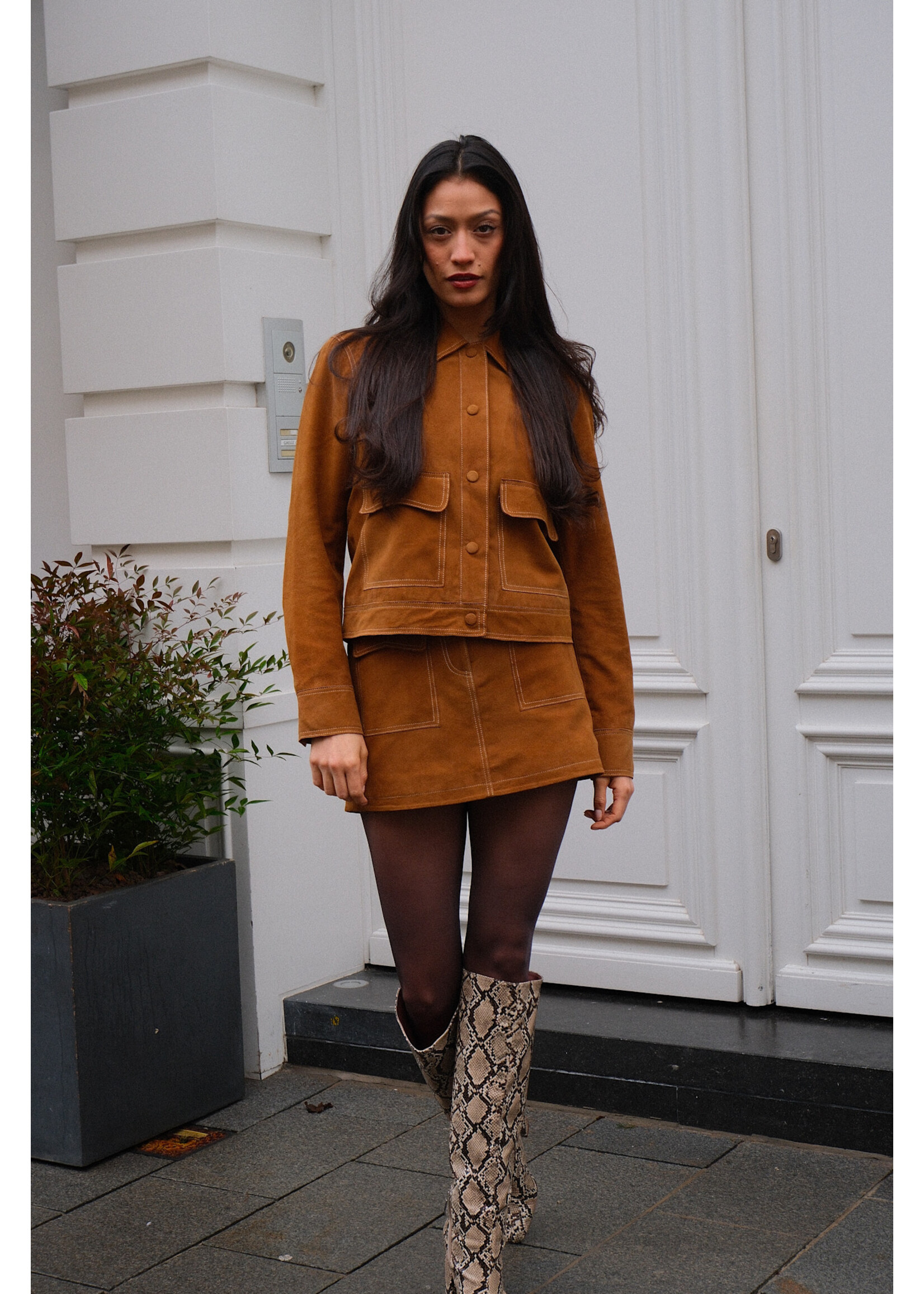 JXAVA SUEDE JACKET - RUBBER BROWN