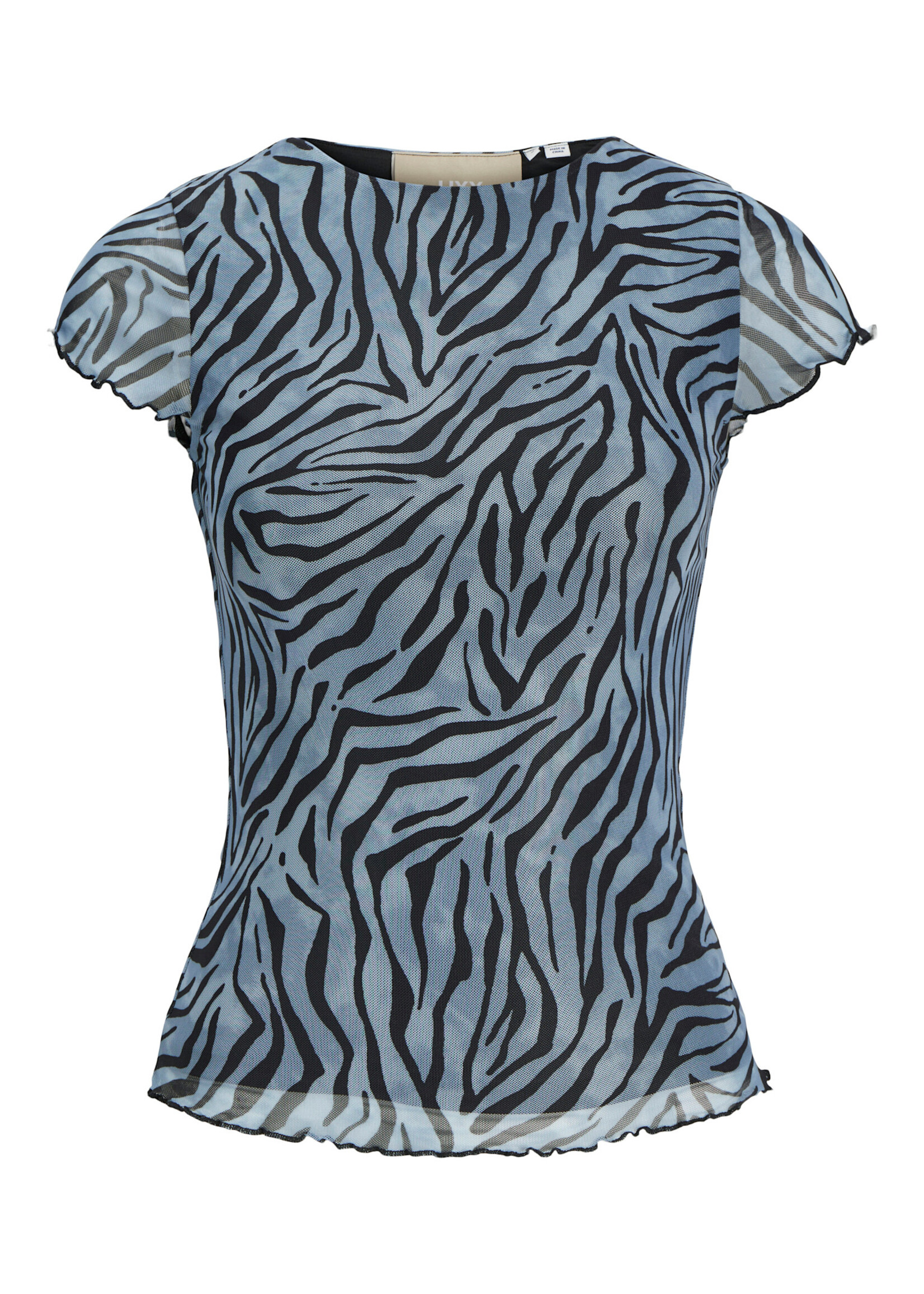 JJXX JXMINNA MESH CAP SLEEVE TOP - SKYWAY ZEBRA