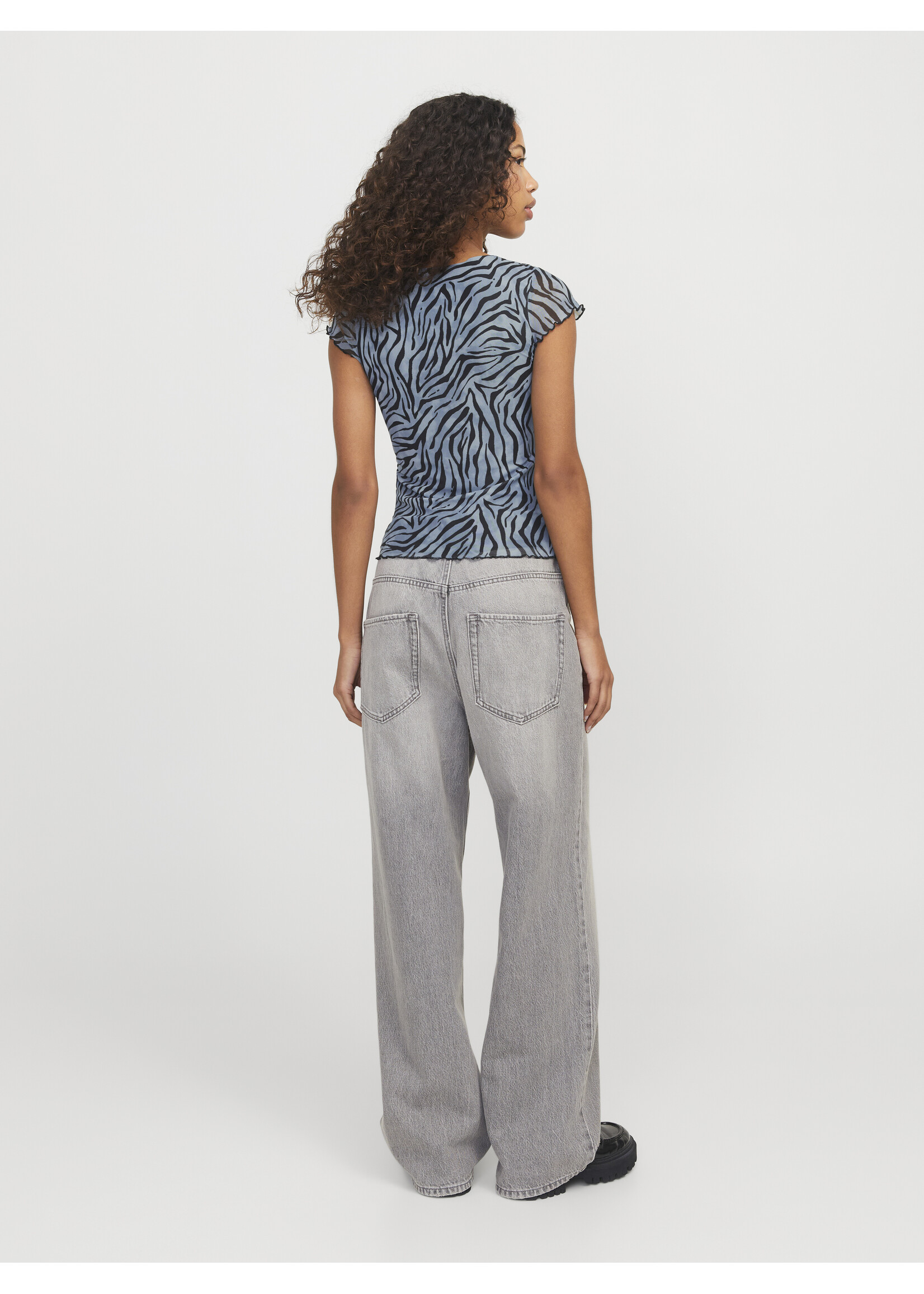 JJXX JXMINNA MESH CAP SLEEVE TOP - SKYWAY ZEBRA