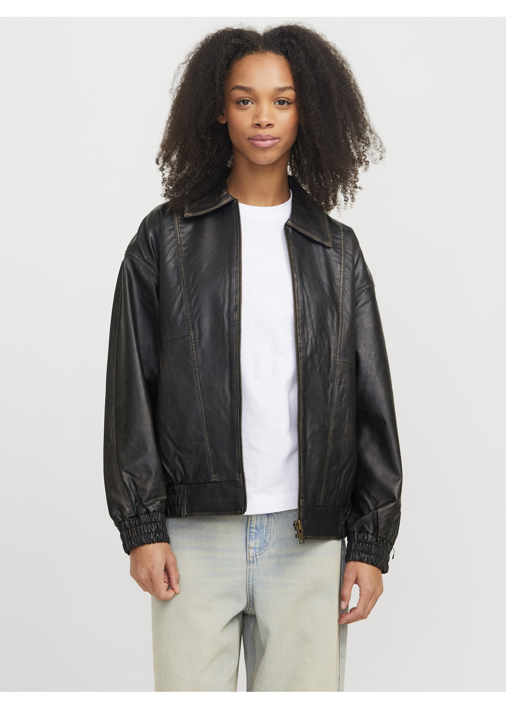 JXRAVEN BOMBER FAUX LEATHER JACKET