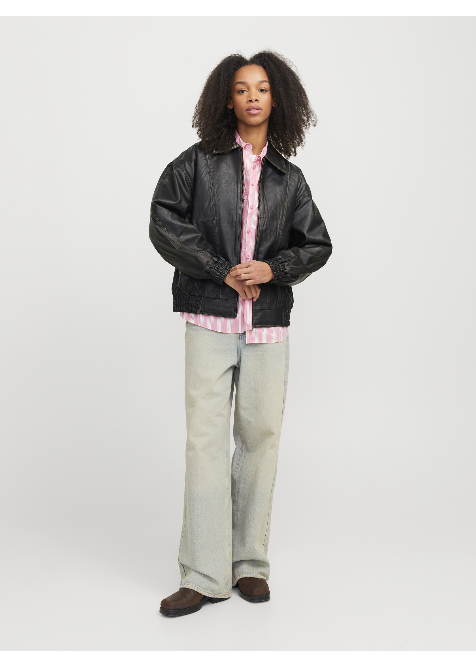 JXRAVEN BOMBER FAUX LEATHER JACKET