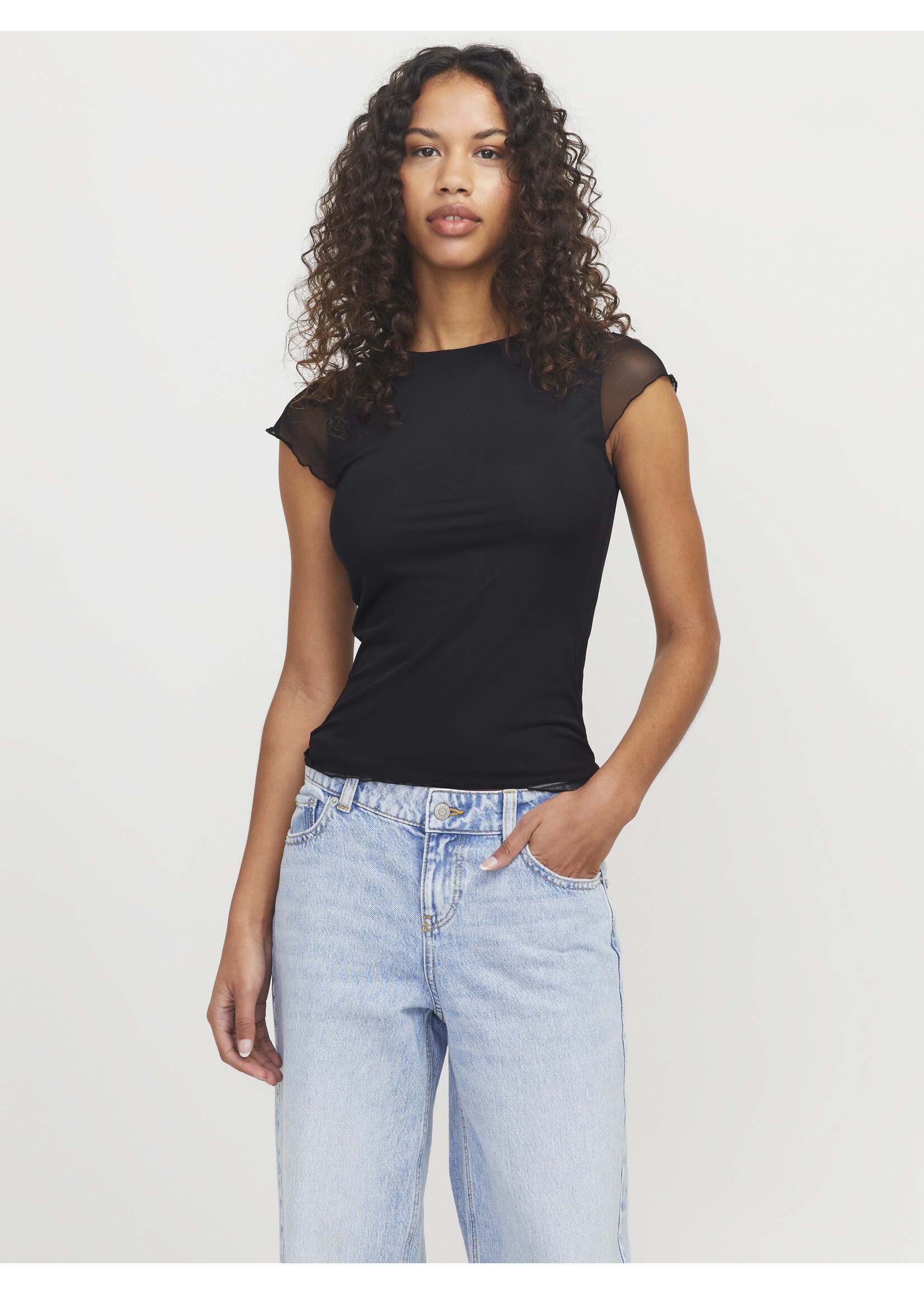 JXMINNA MESH CAP SLEEVE TOP