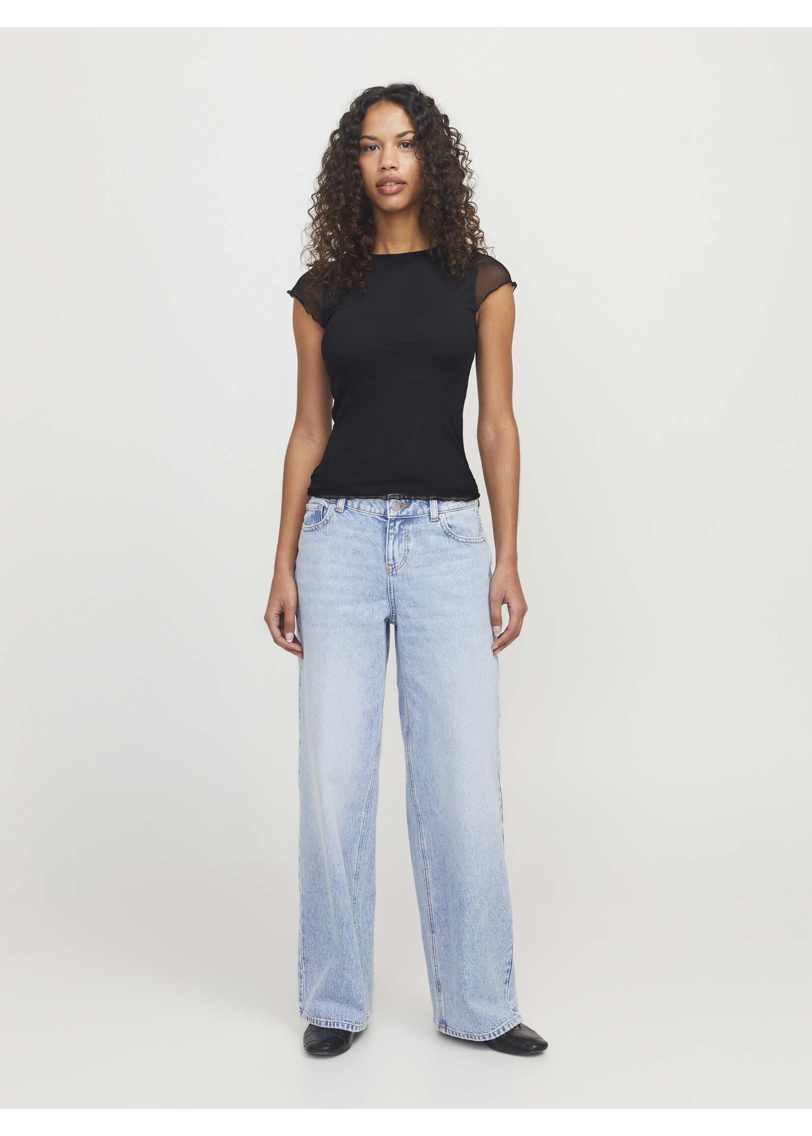 JXMINNA MESH CAP SLEEVE TOP