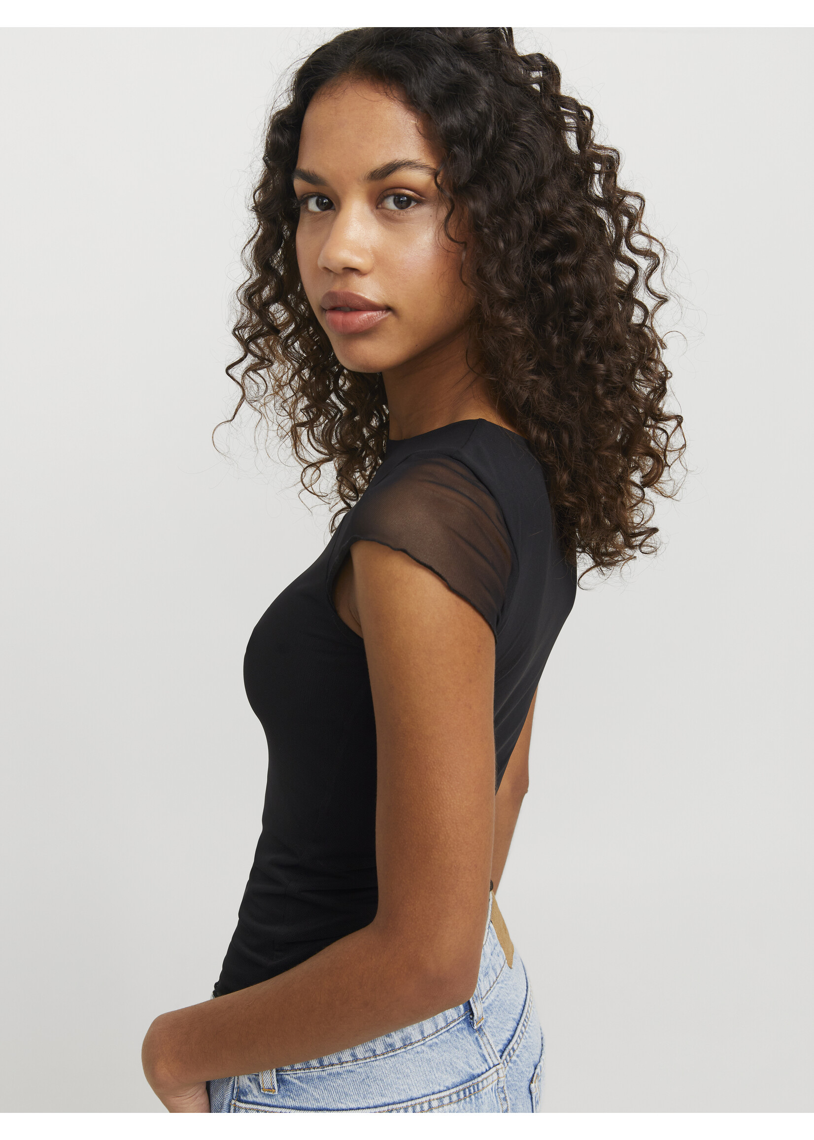 JXMINNA MESH CAP SLEEVE TOP