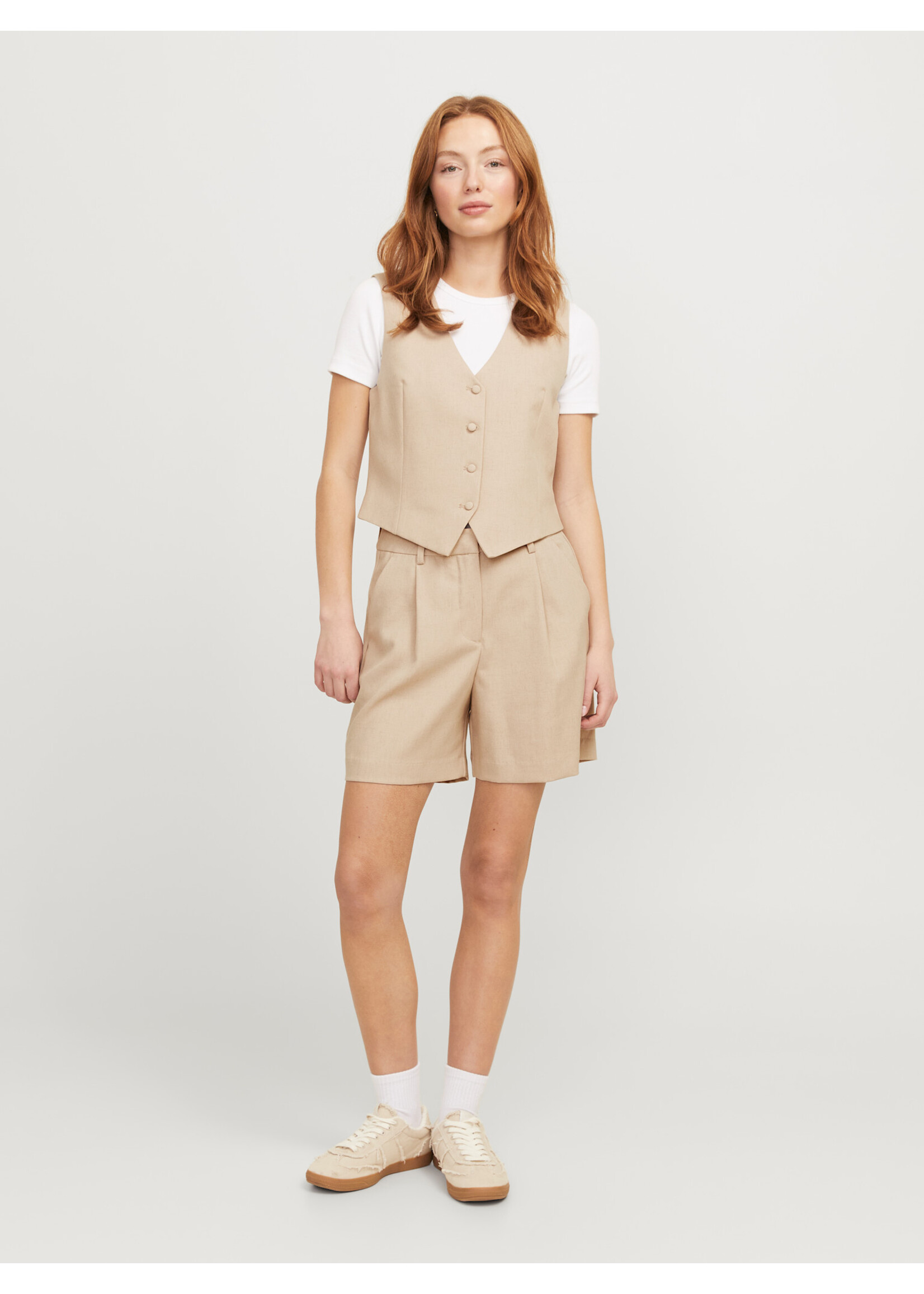 JJXX JXELLIS STRUCTURED WIDE SHORTS - FEATHER GREY