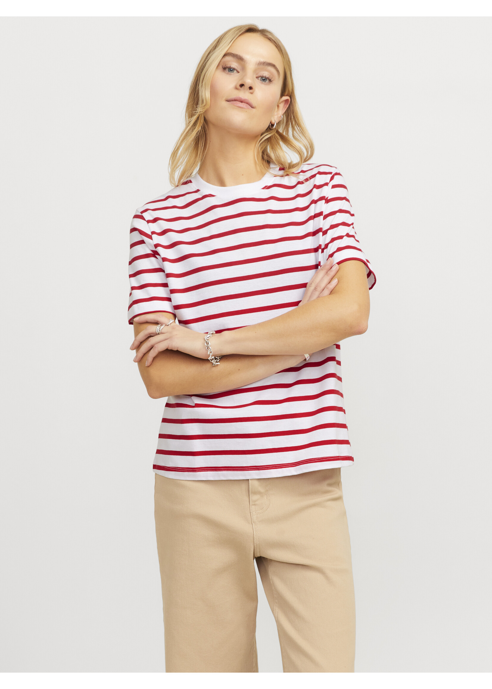 JXANNA REG TEE - RED STRIPES