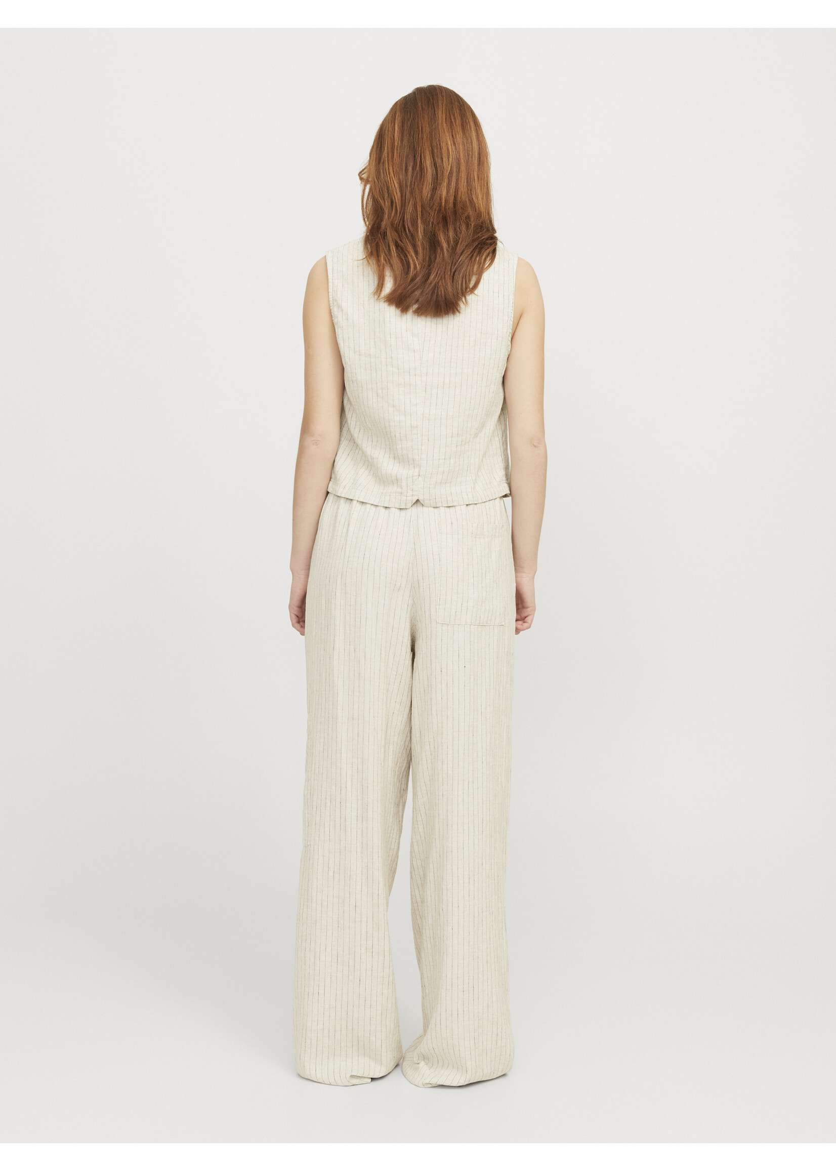 JJXX JXBREEZE FLORA SUMMER LINEN PANTS - FEATHER GRAY PINSTRIPE