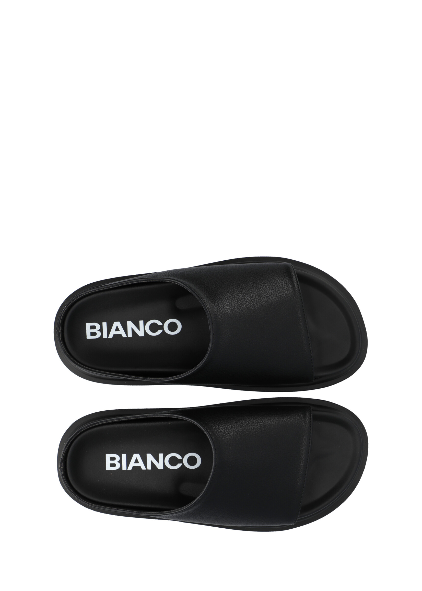 BIANCO BIAMILANO Slide Tumbled Faux Leather - Black