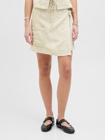 JXSIRI SUMMER WRAP LINEN SKIRT - FEATHER GRAY PINSTRIPE