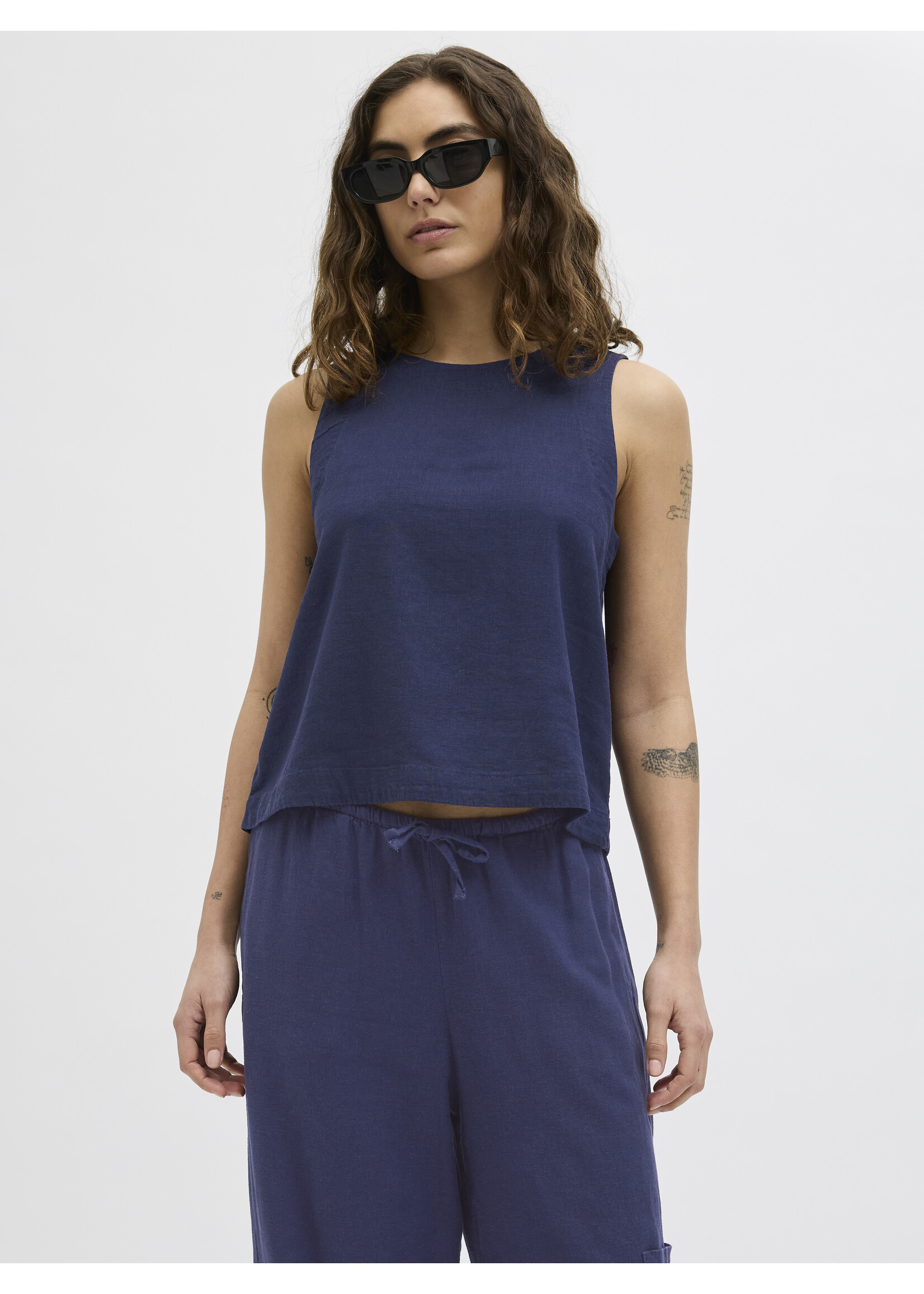JXBREEZE SUMMER LINEN TOP - PEACOAT