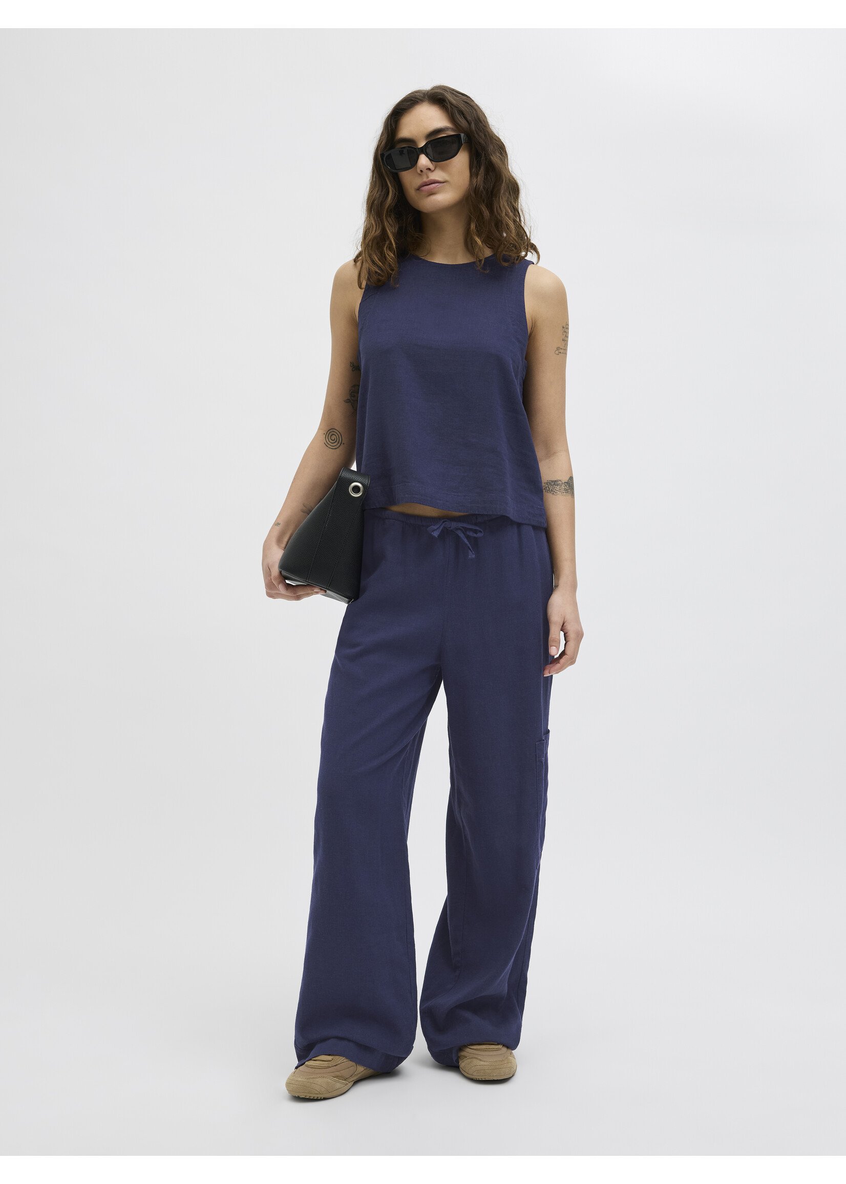 JXBREEZE SUMMER LINEN TOP - PEACOAT