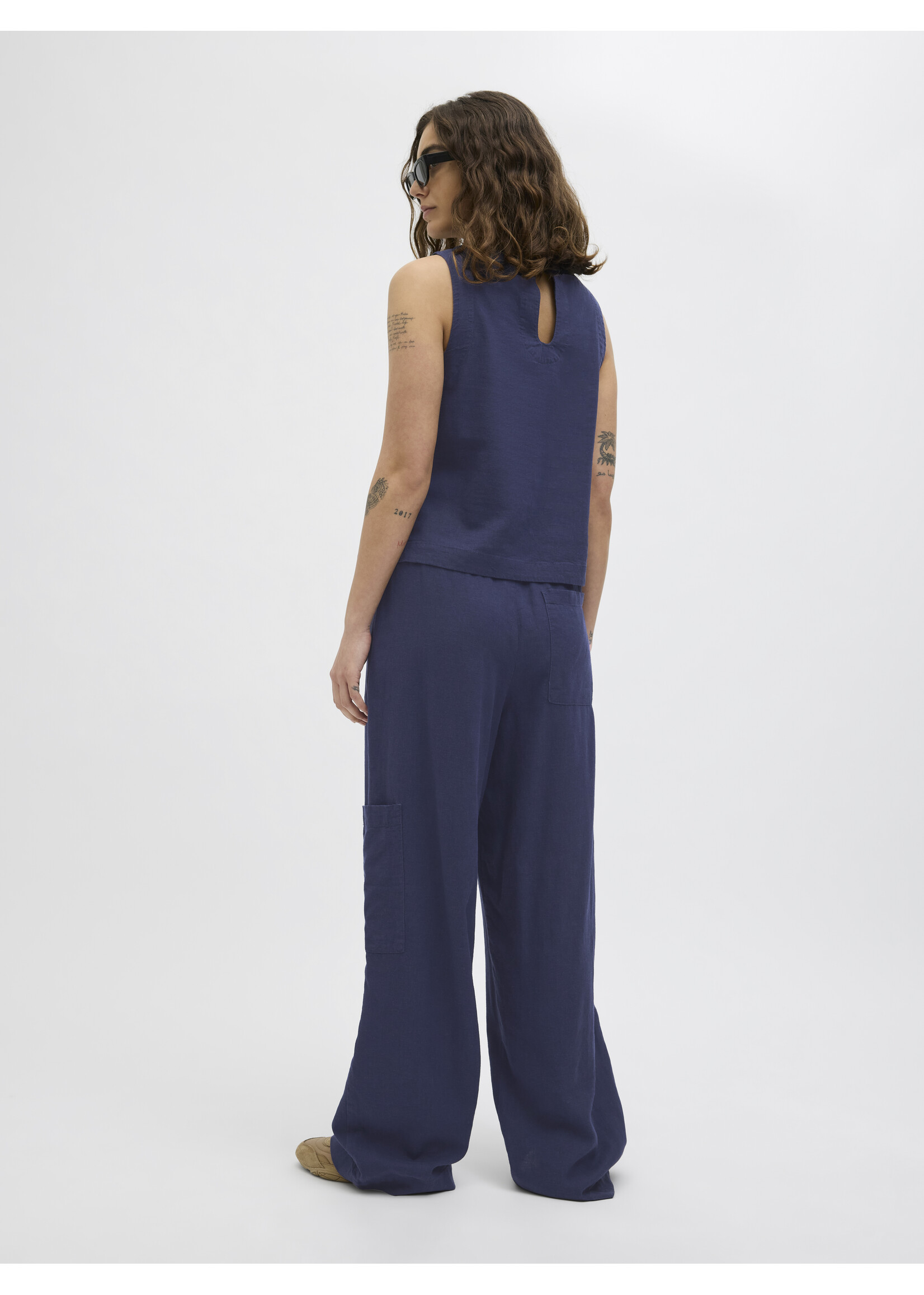 JXBREEZE SUMMER LINEN TOP - PEACOAT