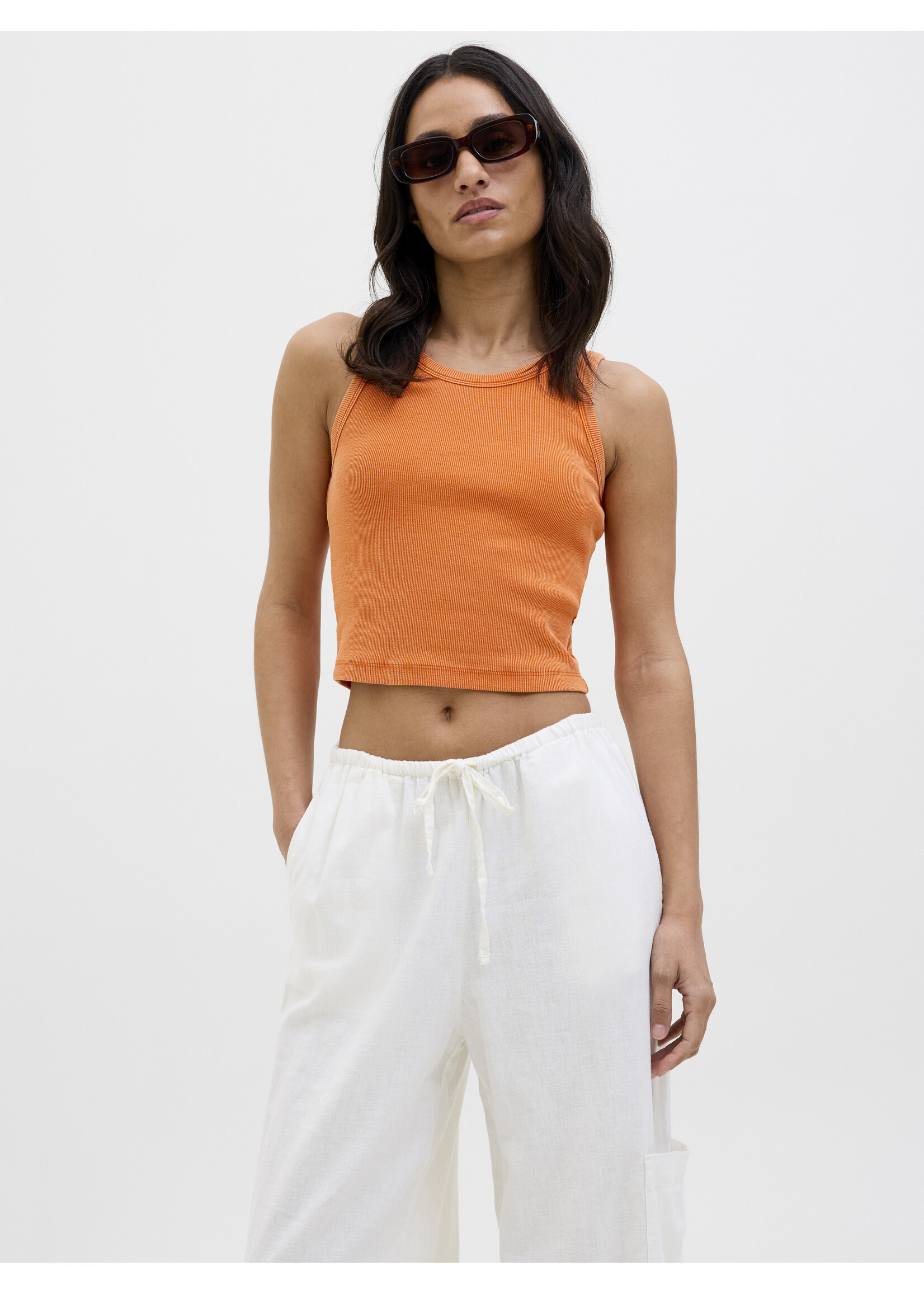 JXFALLON WASH RIB TOP - PERSIMMON ORANGE