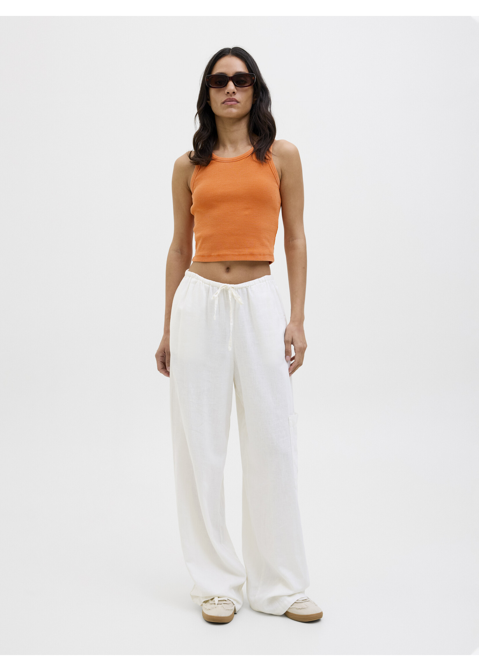 JXFALLON WASH RIB TOP - PERSIMMON ORANGE