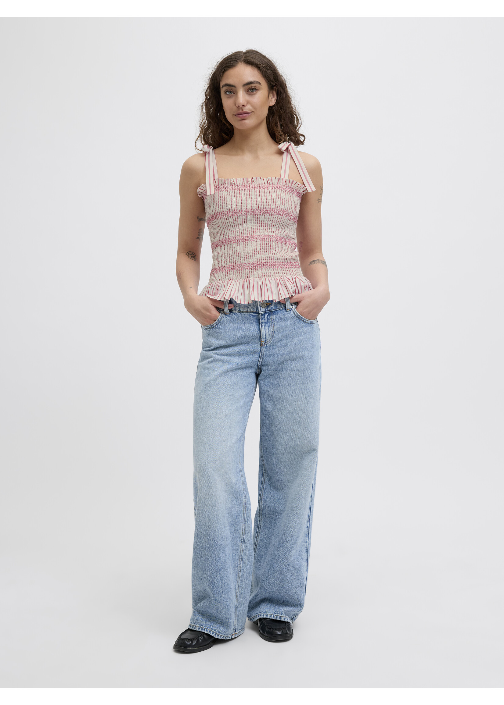 JJXX JXCARO POPLIN SMOCK TOP - MORNING GLORY STRIPES