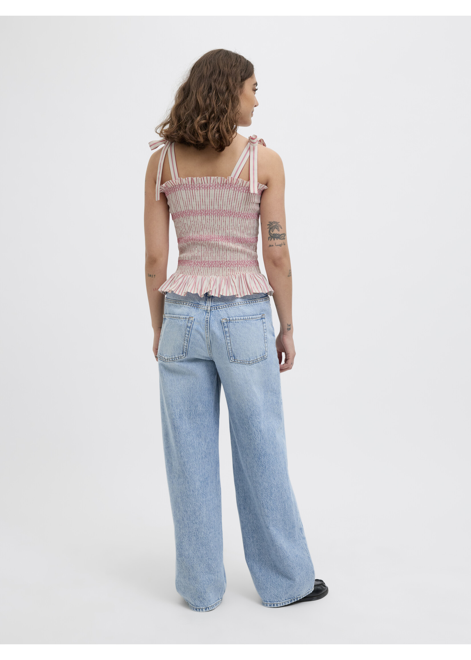 JXCARO POPLIN SMOCK TOP - MORNING GLORY STRIPES