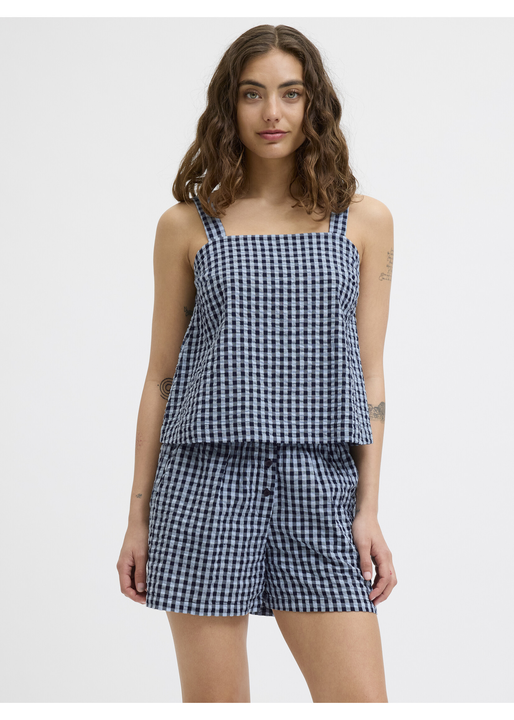 JJXX JXPETRA SEERSUCKER TOP - PEACOAT