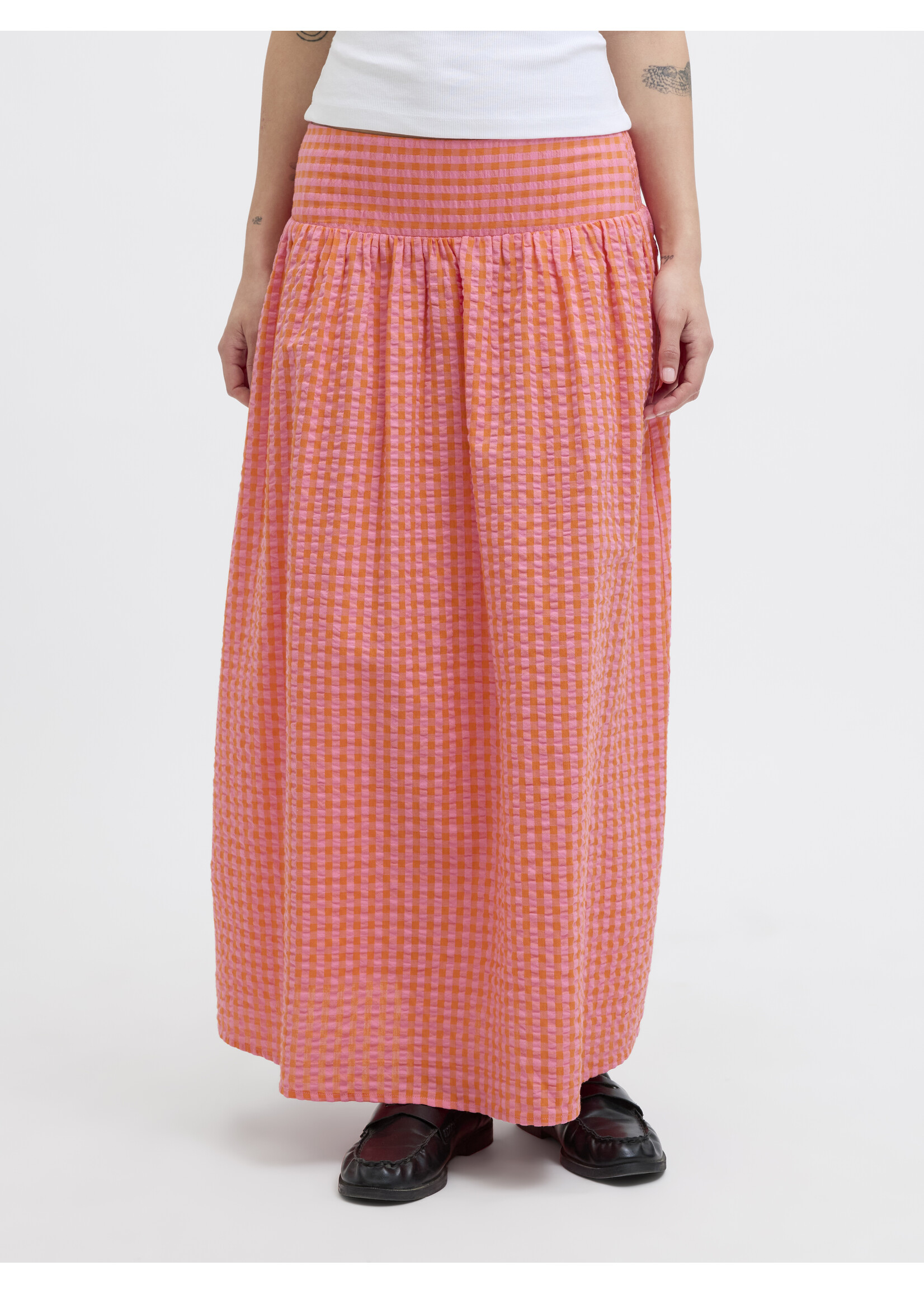 JJXX JXPETRA SEERSUCKER SMOCK LONG SKIRT - PERSIMMON ORANGE