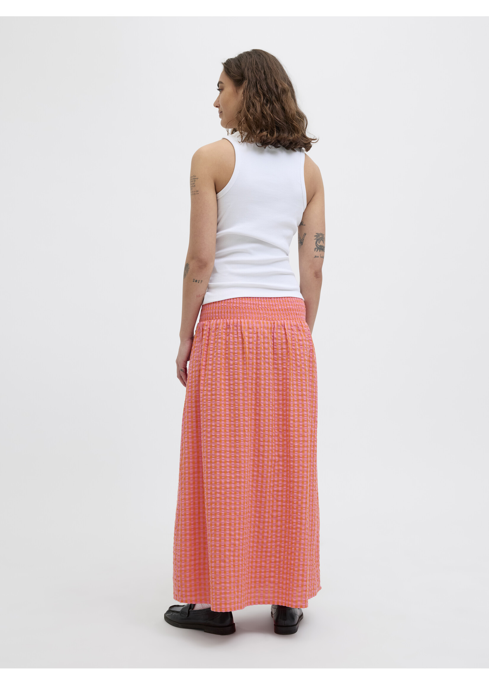 JJXX JXPETRA SEERSUCKER SMOCK LONG SKIRT - PERSIMMON ORANGE