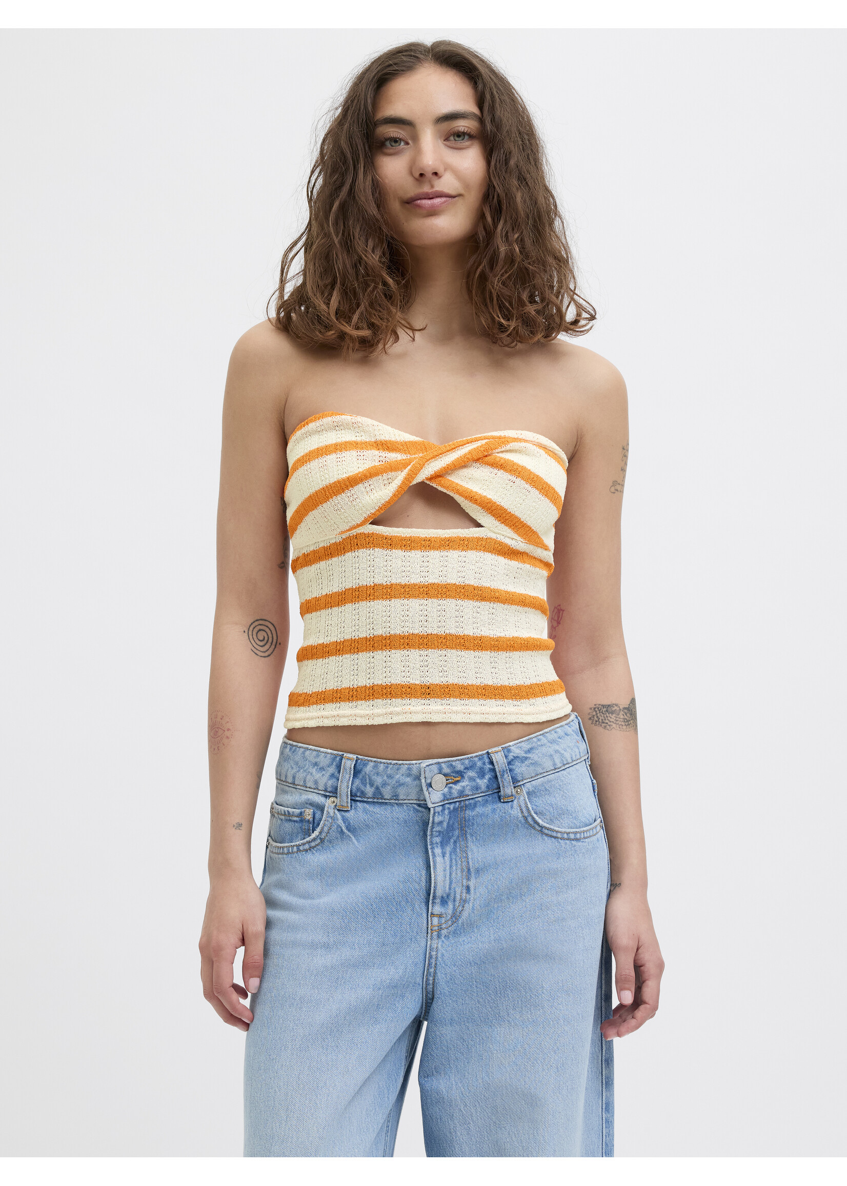 JXLINNEA BANDEAU TWIST TOP - PERSIMMON ORANGE