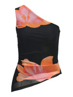 JXMINNA MESH ASSYMETRIC TOP - BLACK