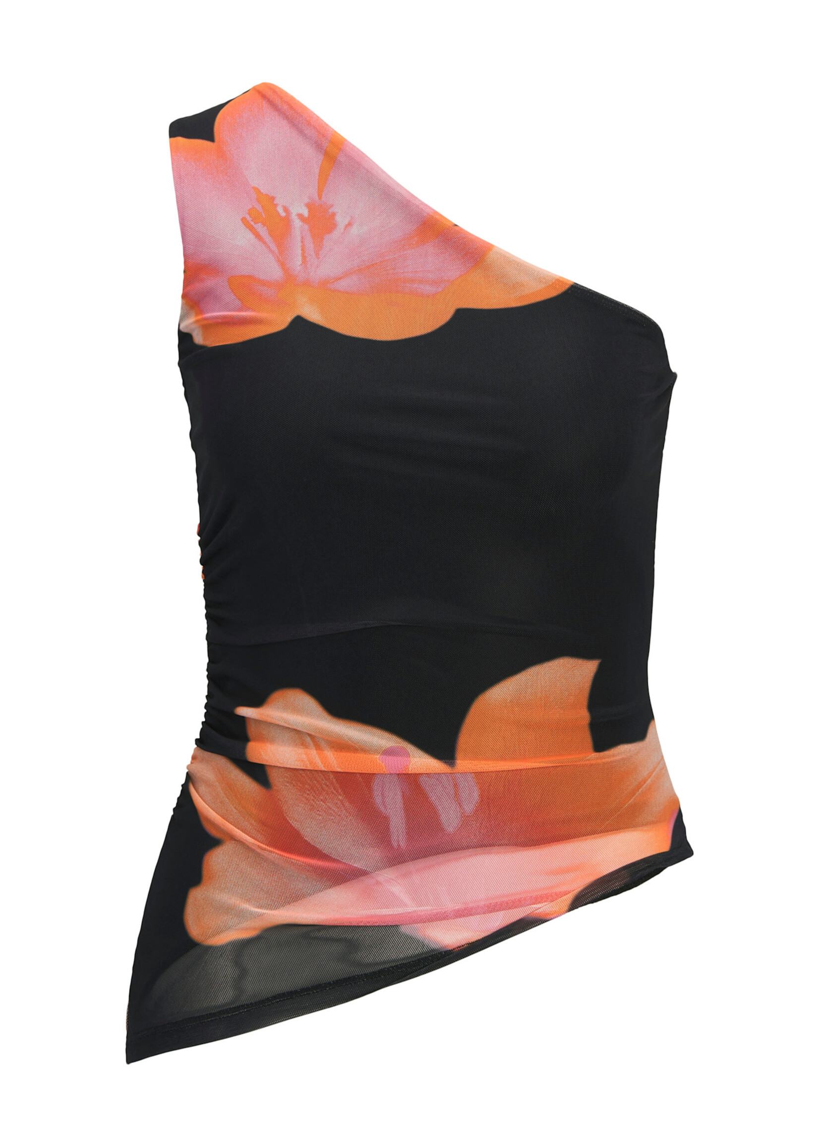JXMINNA MESH ASSYMETRIC TOP - BLACK