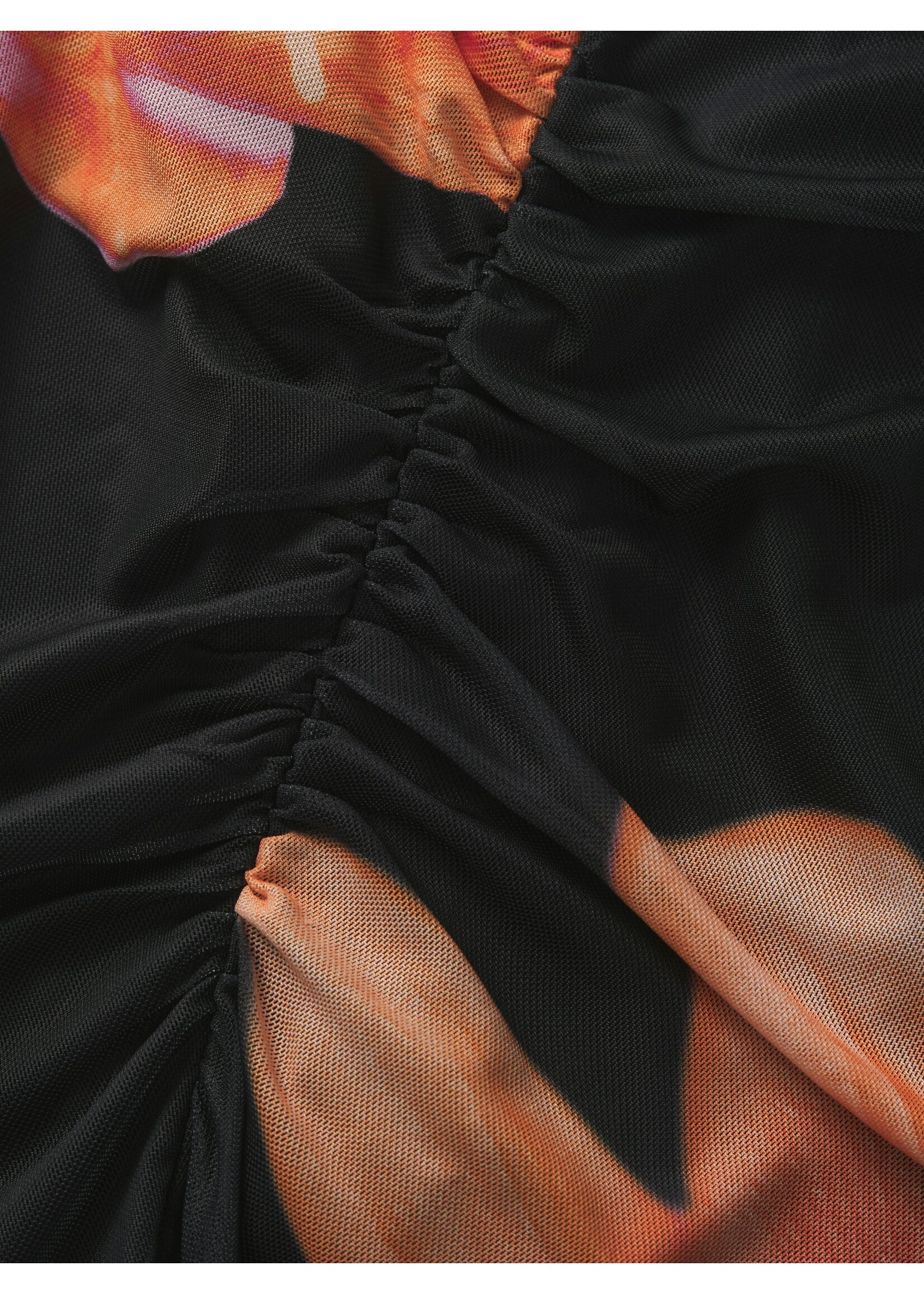 JXMINNA MESH ASSYMETRIC TOP - BLACK