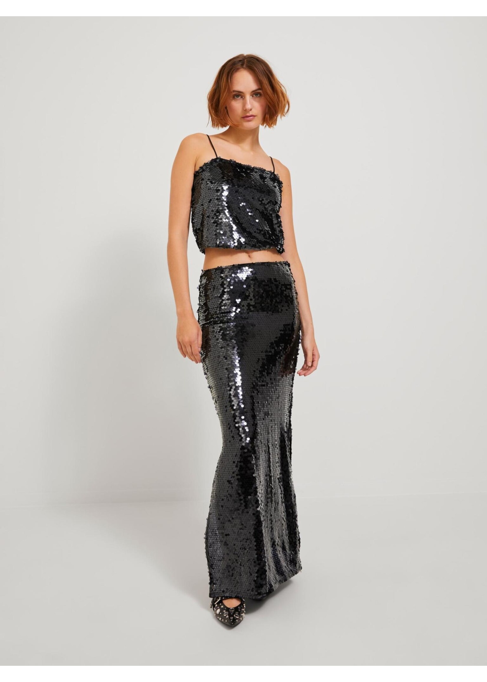 JXAVA SEQUIN STRAP TOP - BLACK