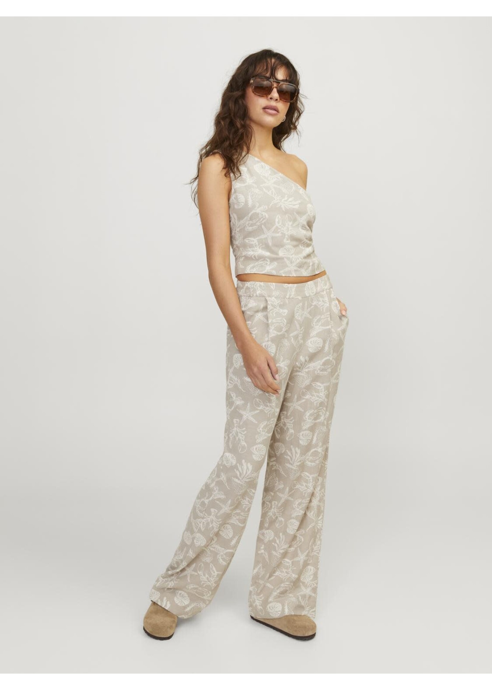 JXANNIKA HW LINEN BLEND PANT - FEATHER GRAY