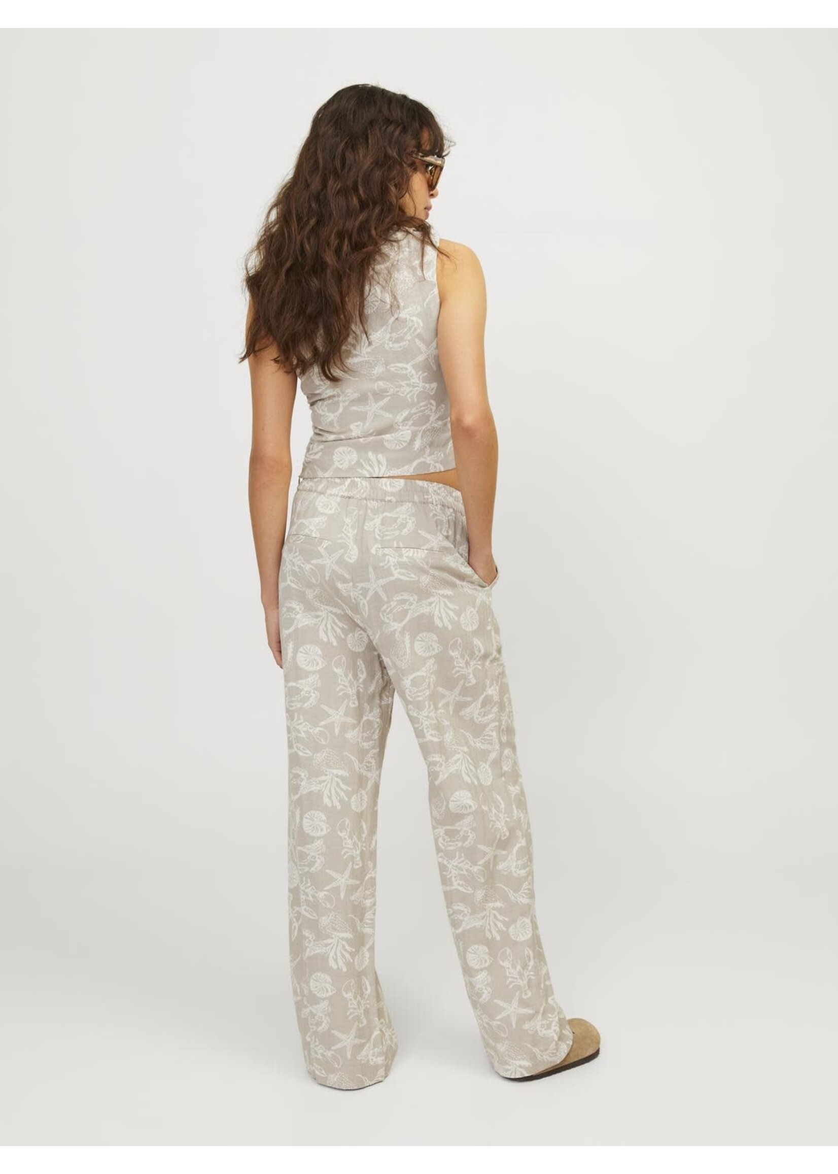 JXANNIKA HW LINEN BLEND PANT - FEATHER GRAY