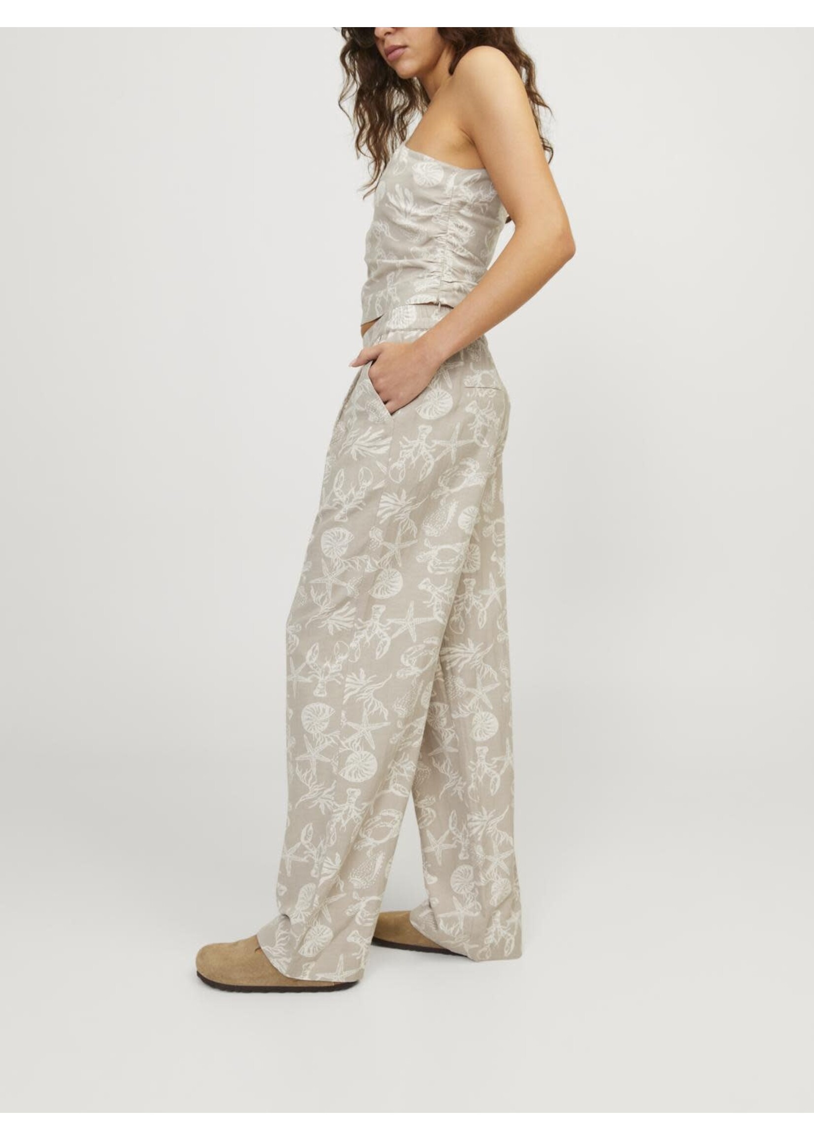 JXANNIKA HW LINEN BLEND PANT - FEATHER GRAY