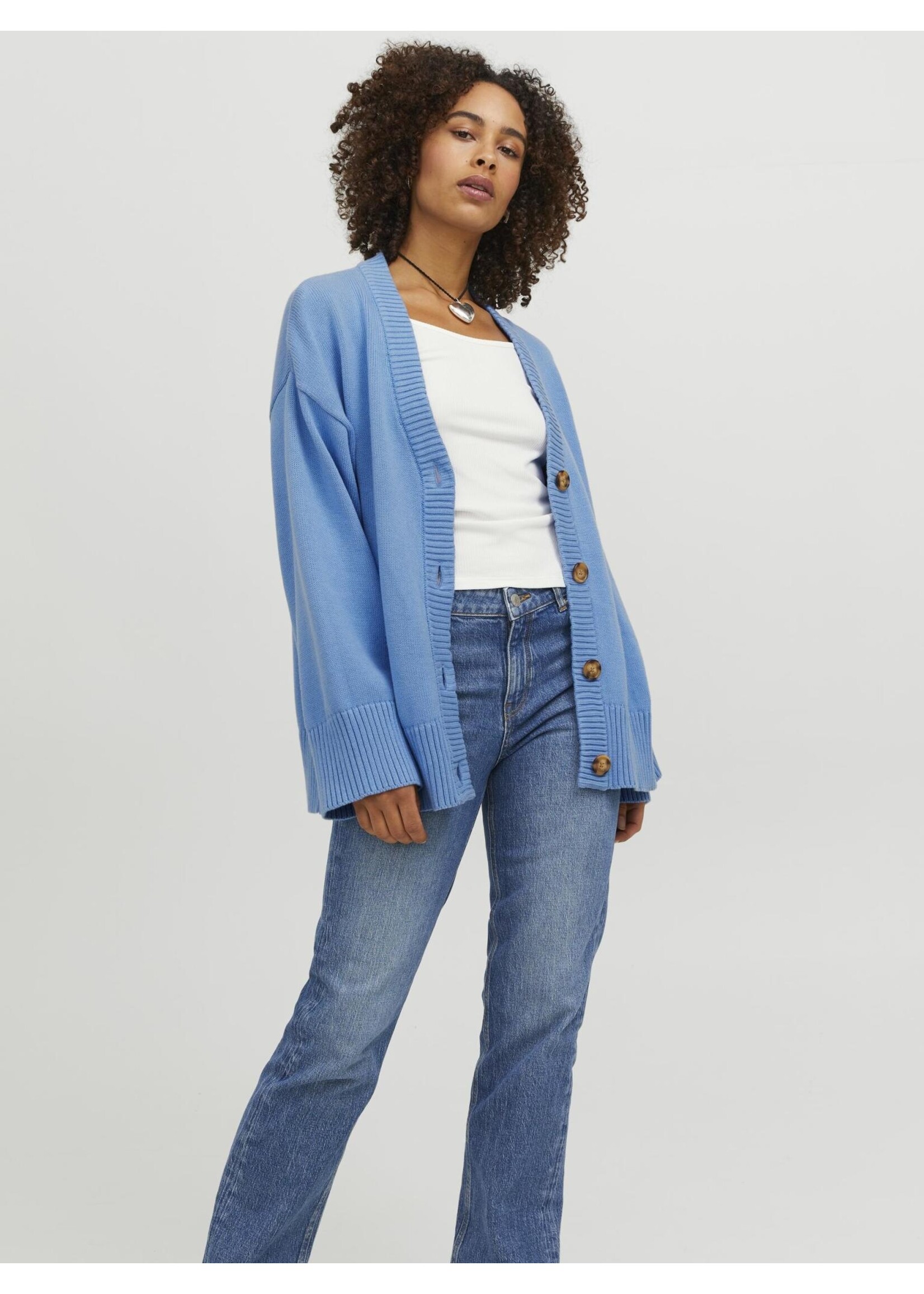 JXLEXI TWIST CARDIGAN KNIT - SILVER LAKE BLUE