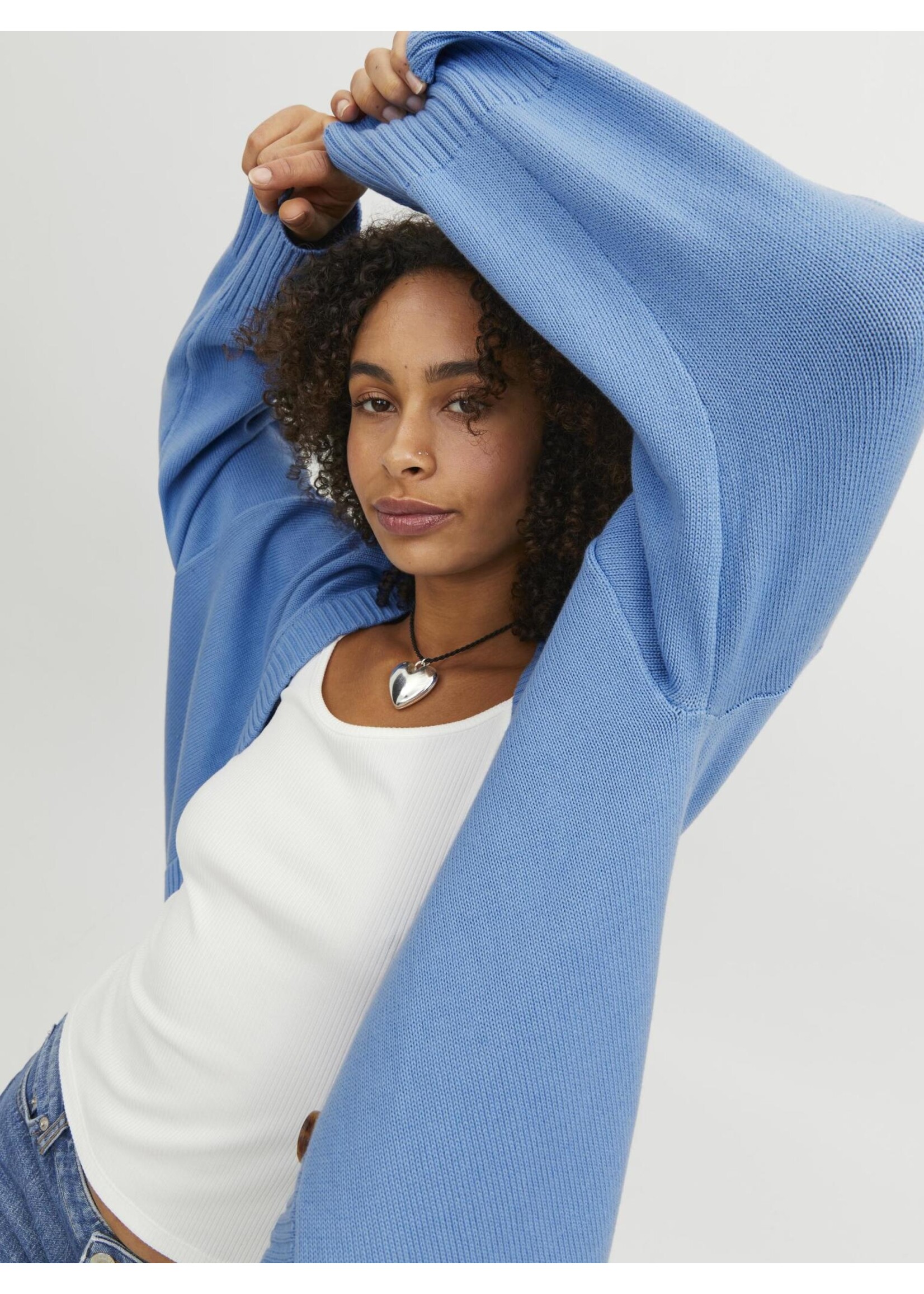 JXLEXI TWIST CARDIGAN KNIT - SILVER LAKE BLUE