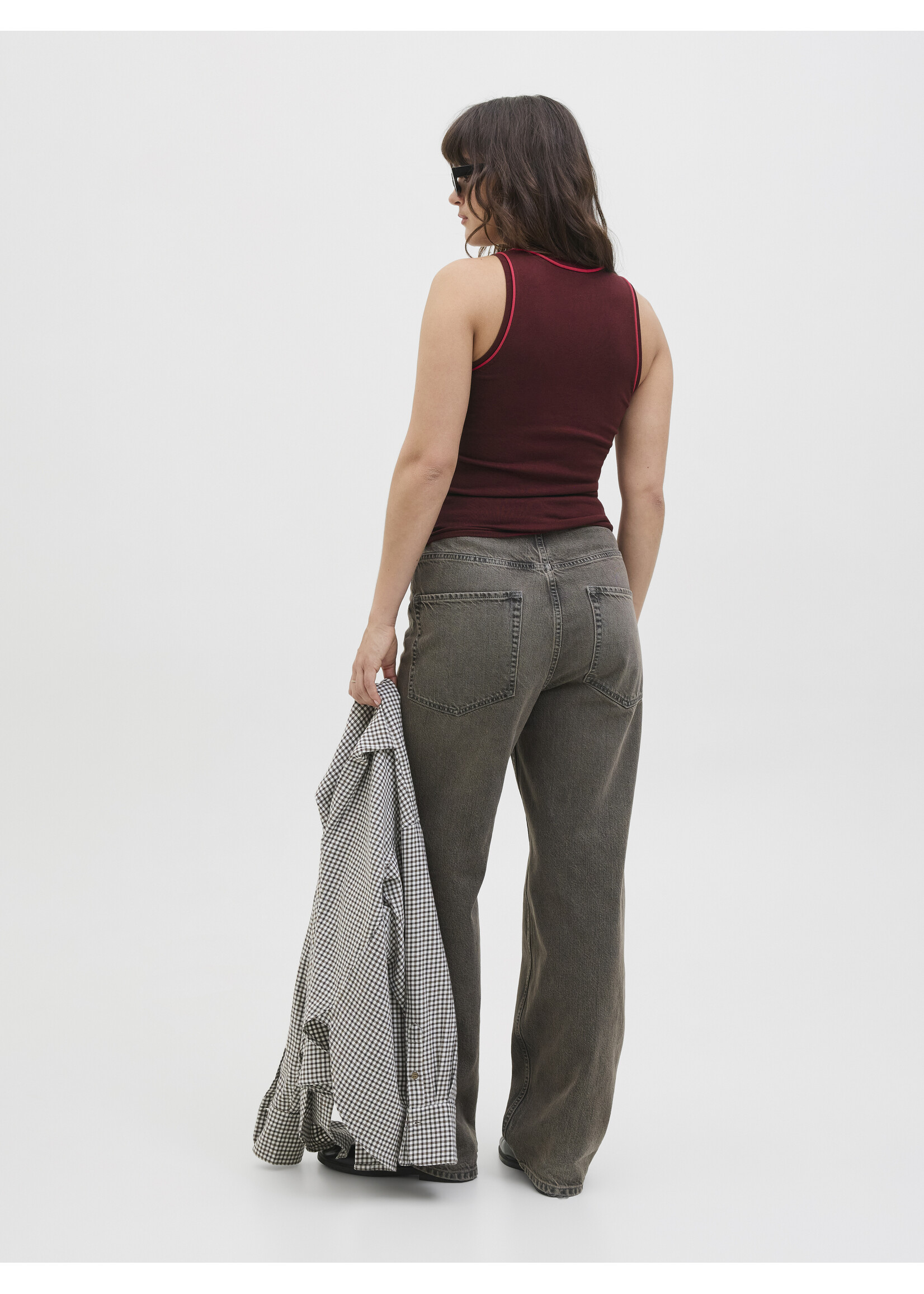 JXEVELYN COMFY PIPING KNIT TOP - CABERNET