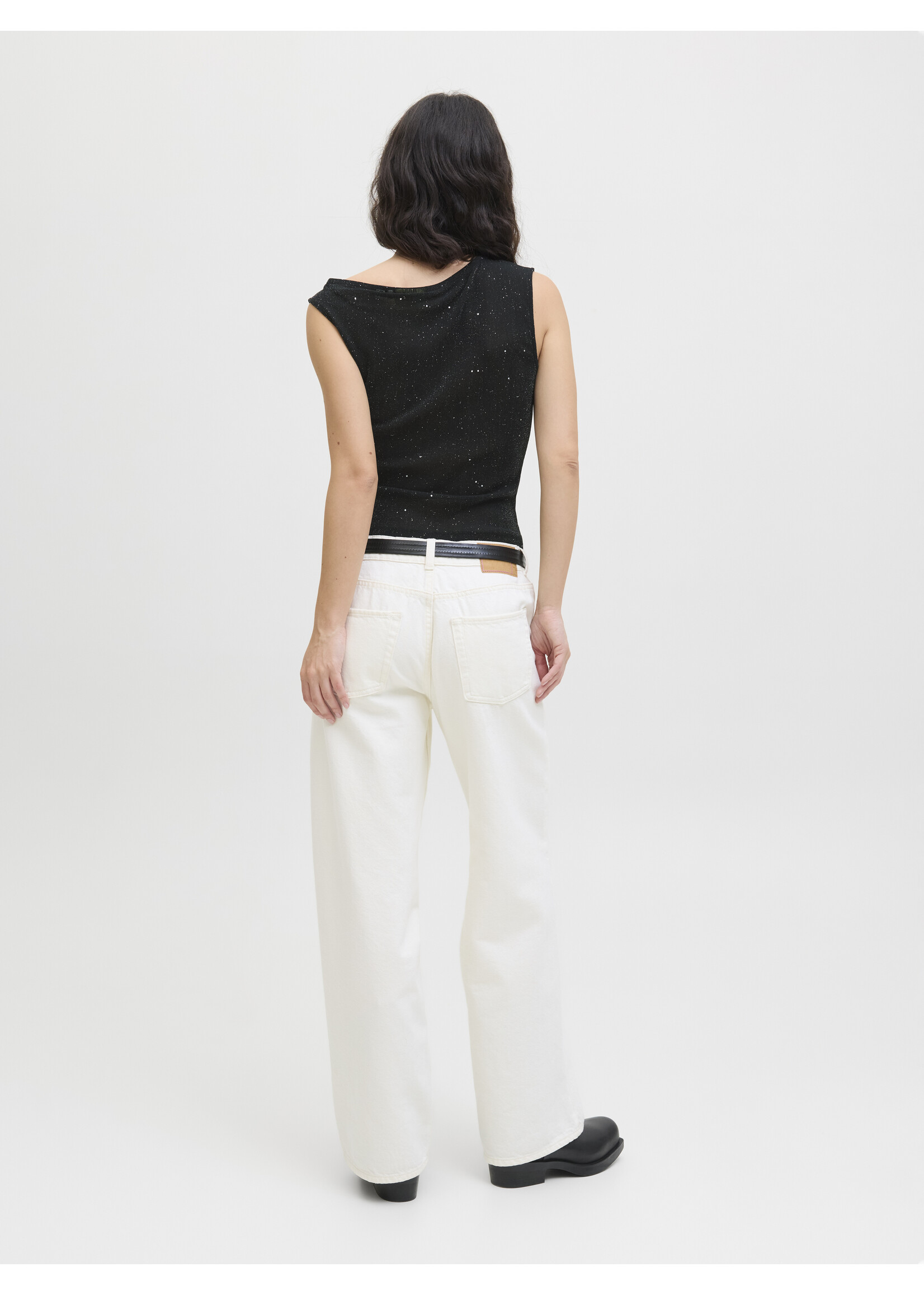 JXHOLLY ASYM TOP - GLITTER BLACK