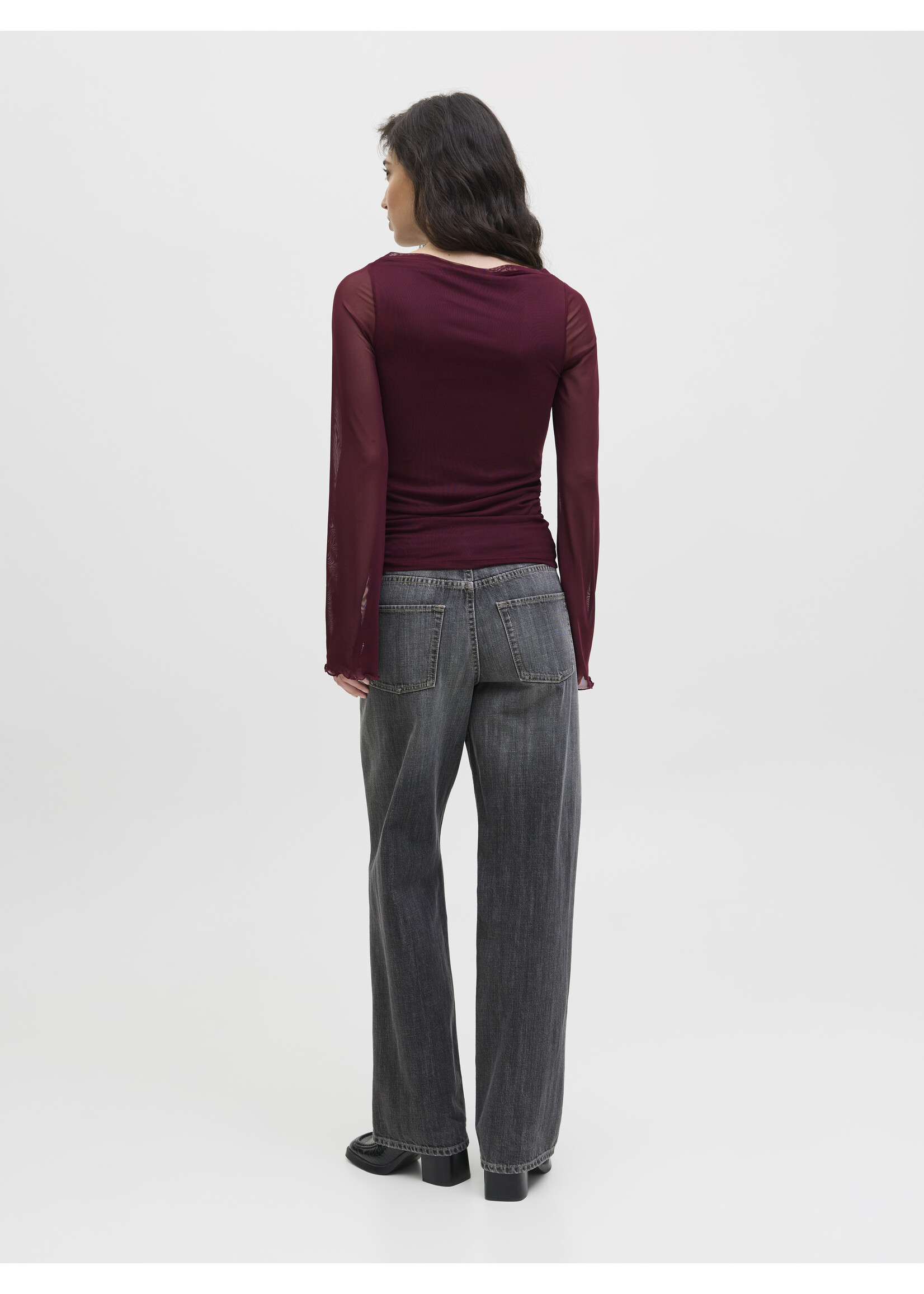 JXMINNA MESH LS TOP - CABERNET