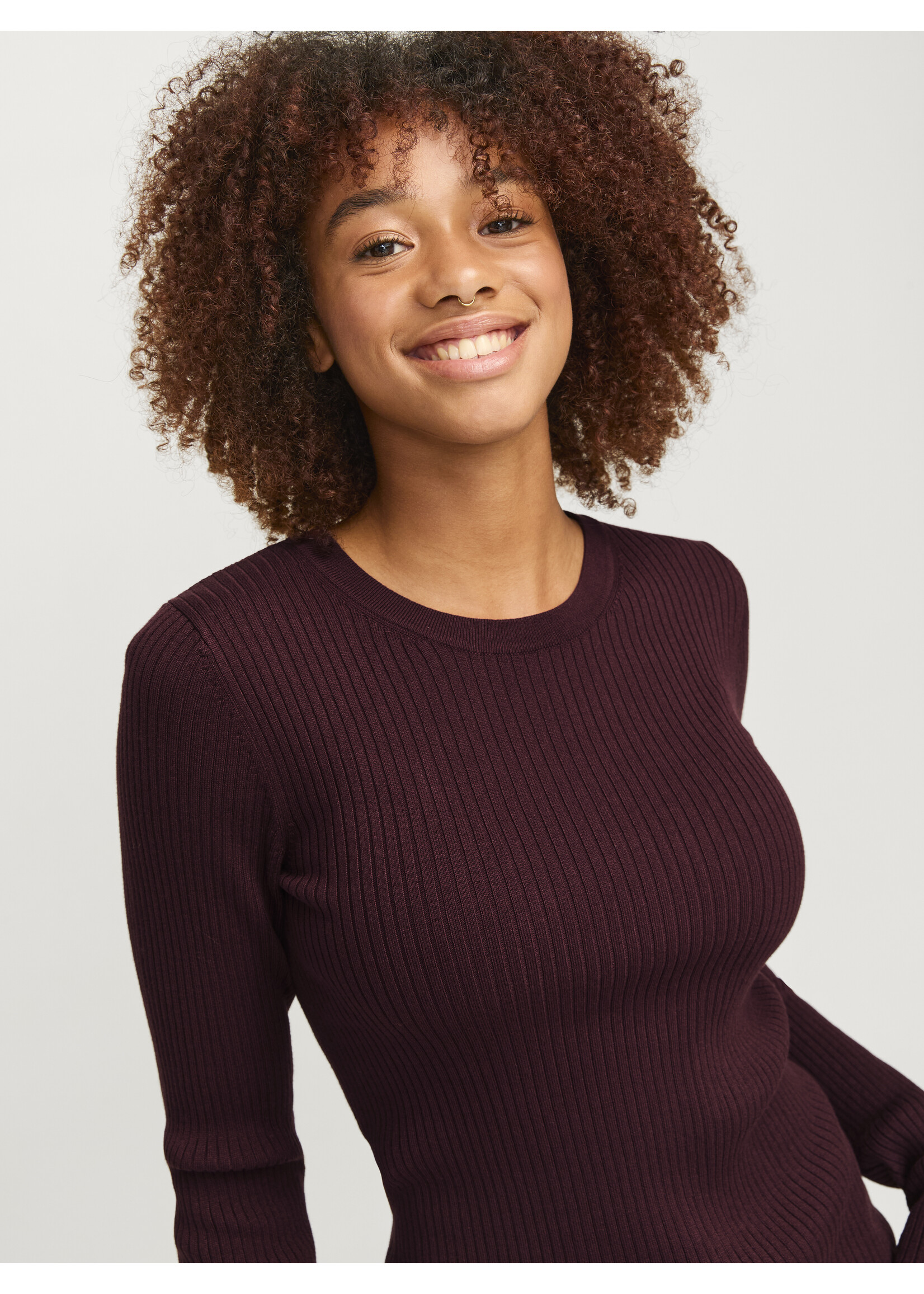 JXJODI TIGHT CREW NECK KNIT - CABERNET
