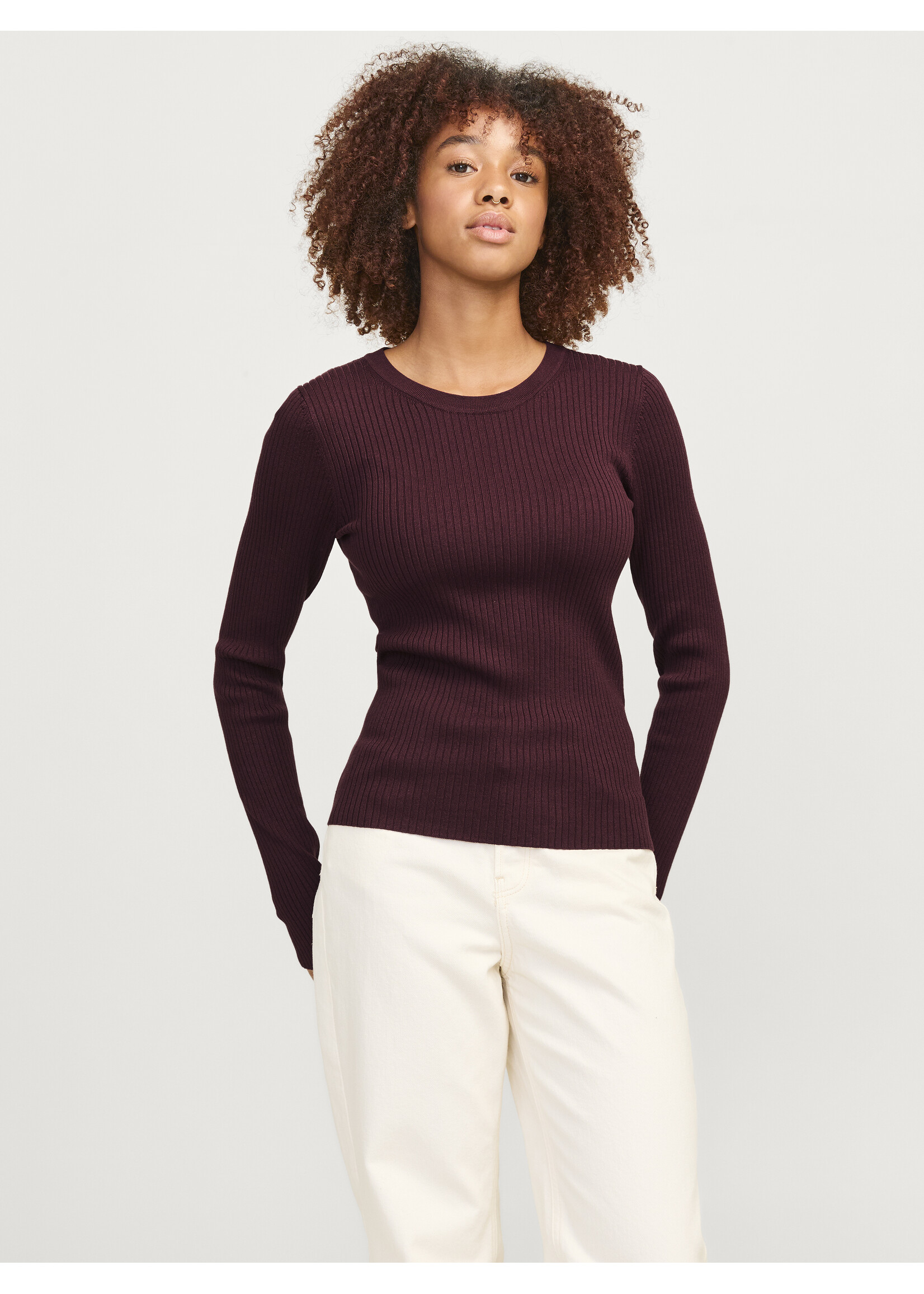 JXJODI TIGHT CREW NECK KNIT - CABERNET