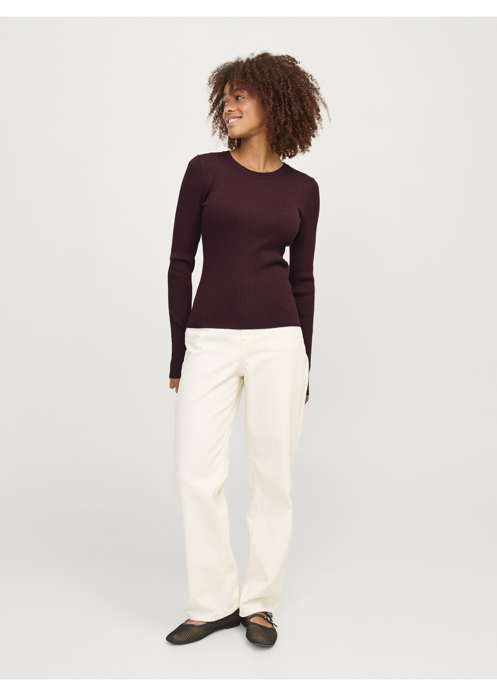 JXJODI TIGHT CREW NECK KNIT - CABERNET