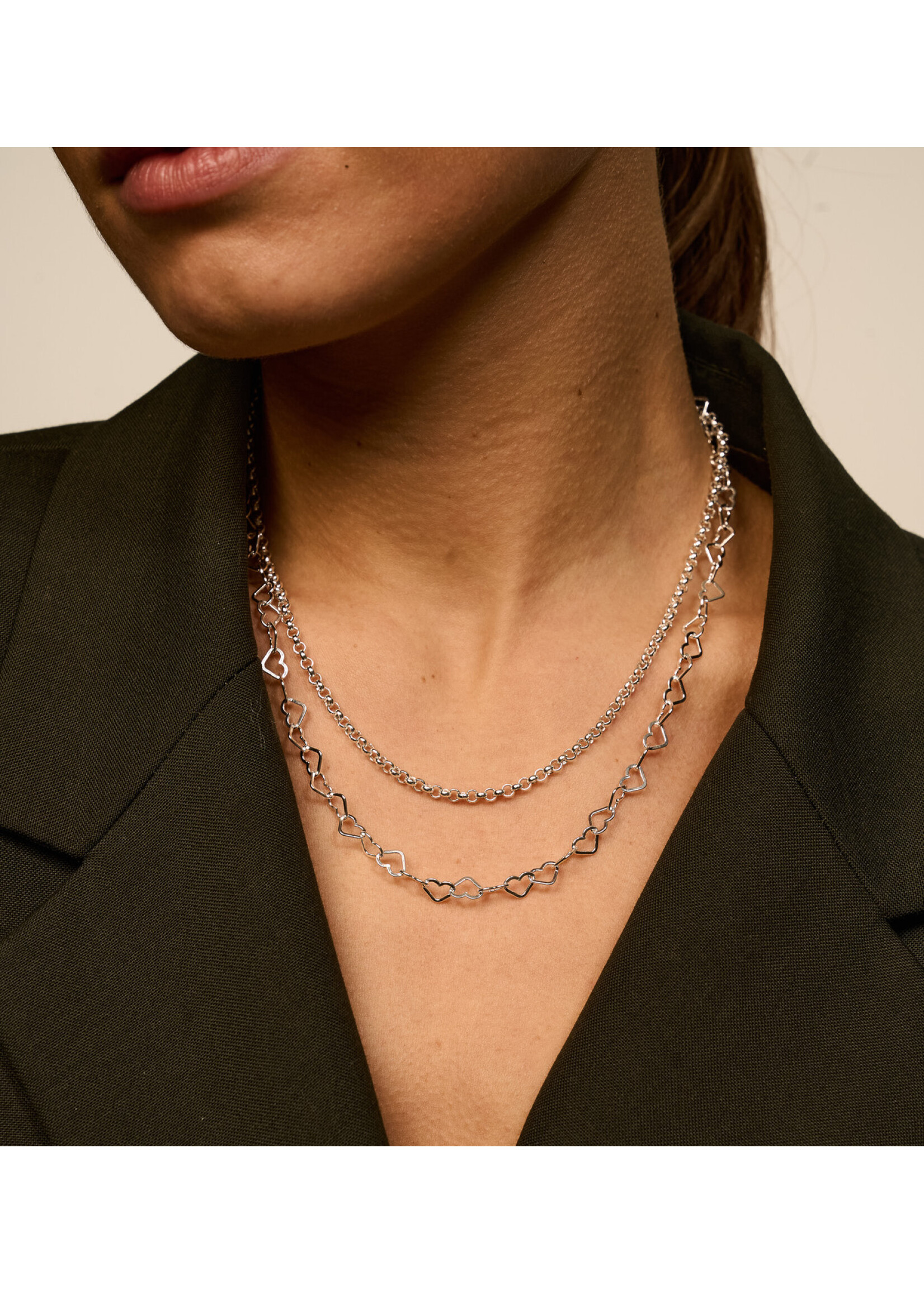 anna+nina Linked hearts necklace - Silver