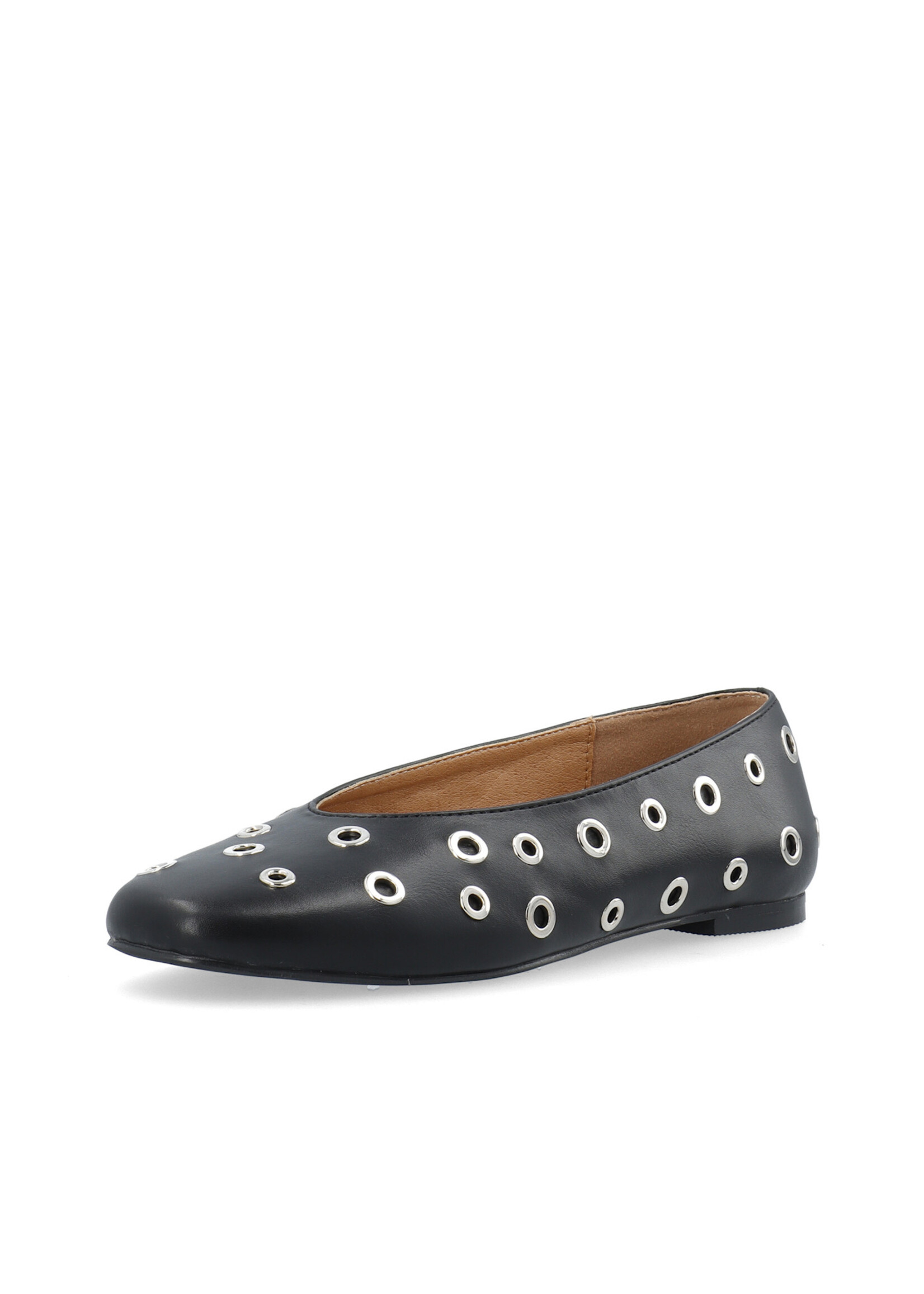 BIALILJA Ballet Flat Studded Faux Leather - Black