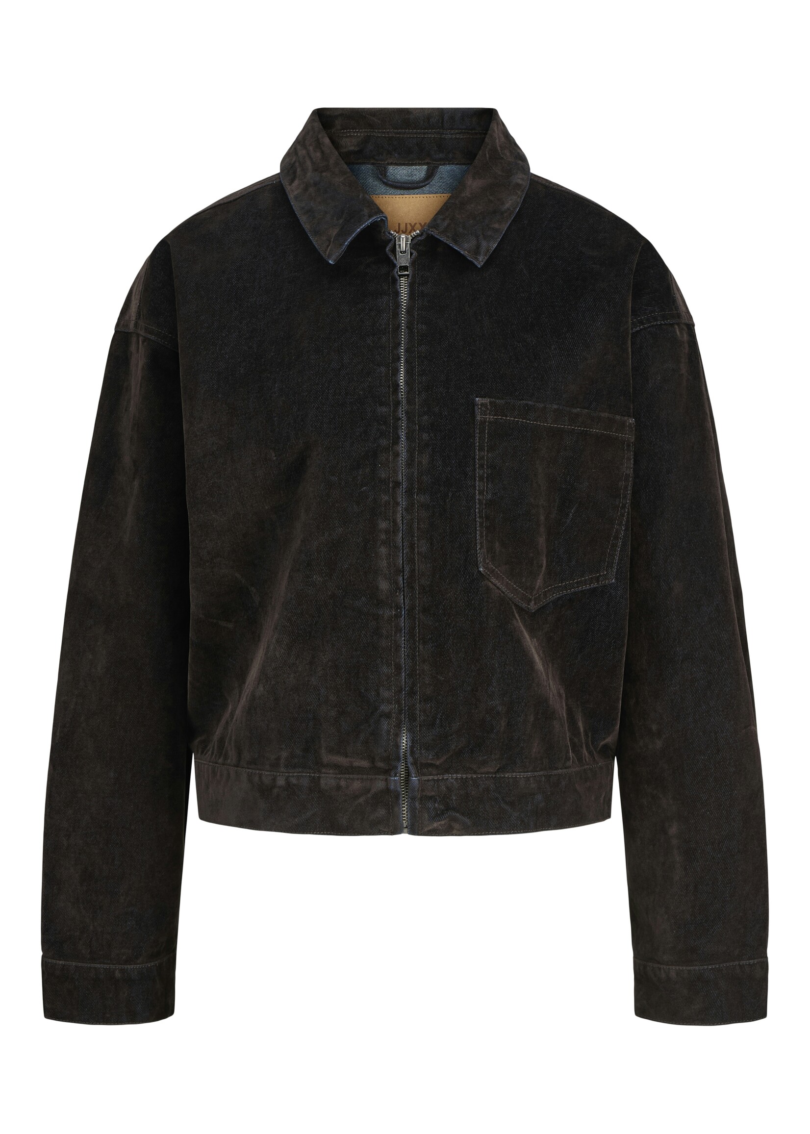 JXMIA FLOCK DENIM JACKET - BROWN DENIM