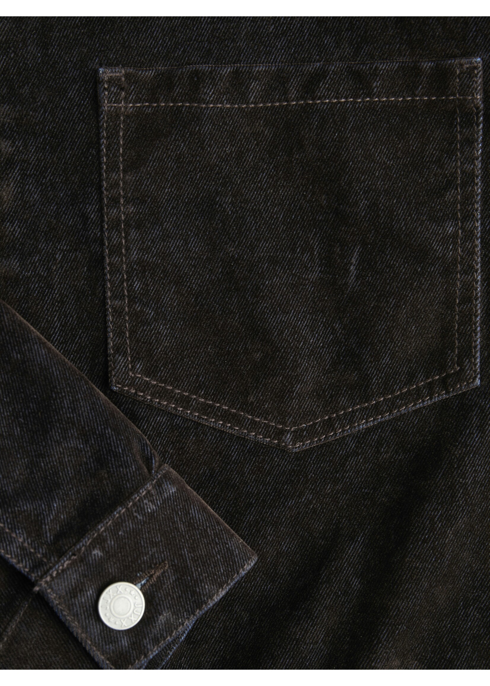 JXMIA FLOCK DENIM JACKET - BROWN DENIM