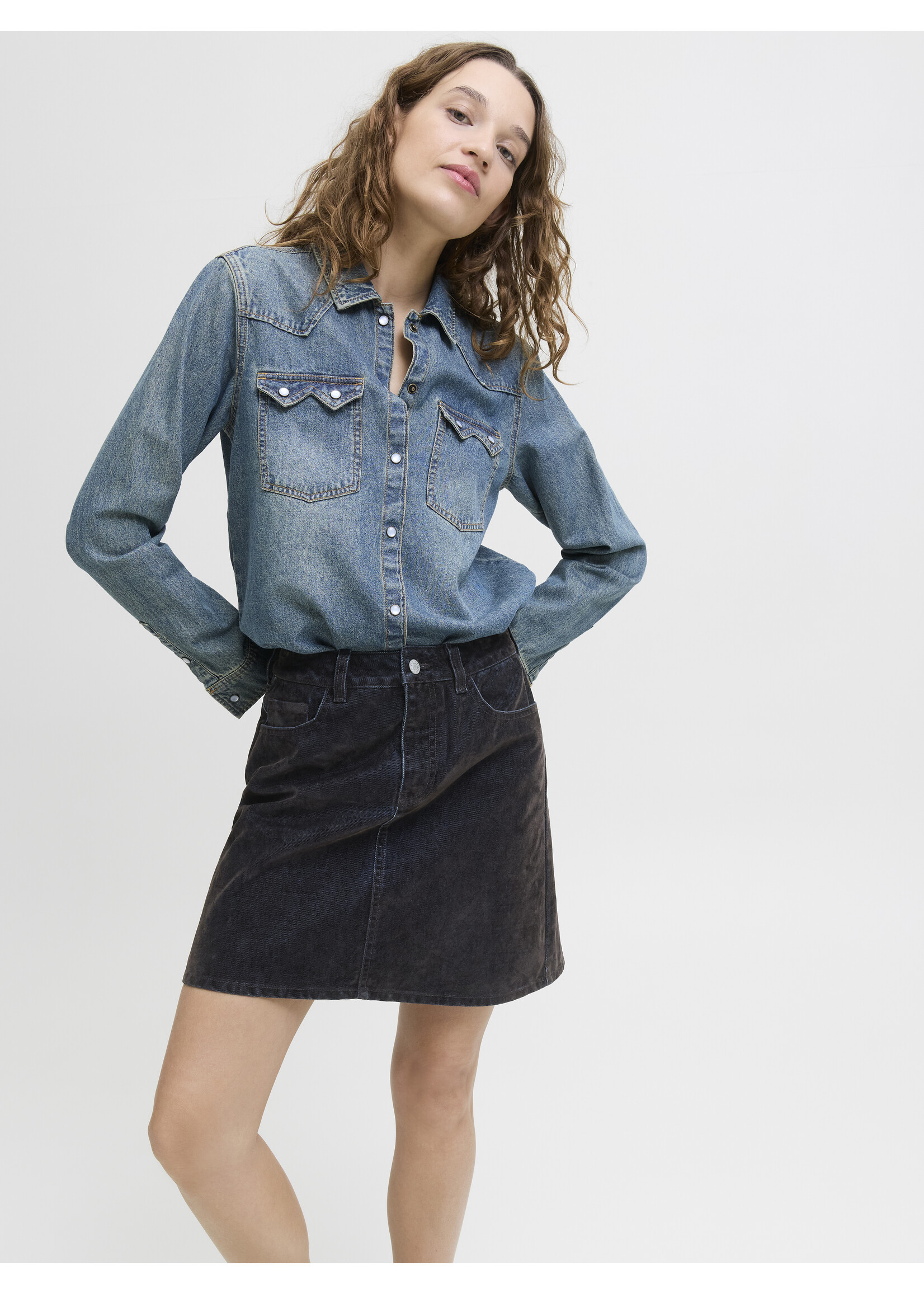 JXMIA FLOCK  DENIM SKIRT