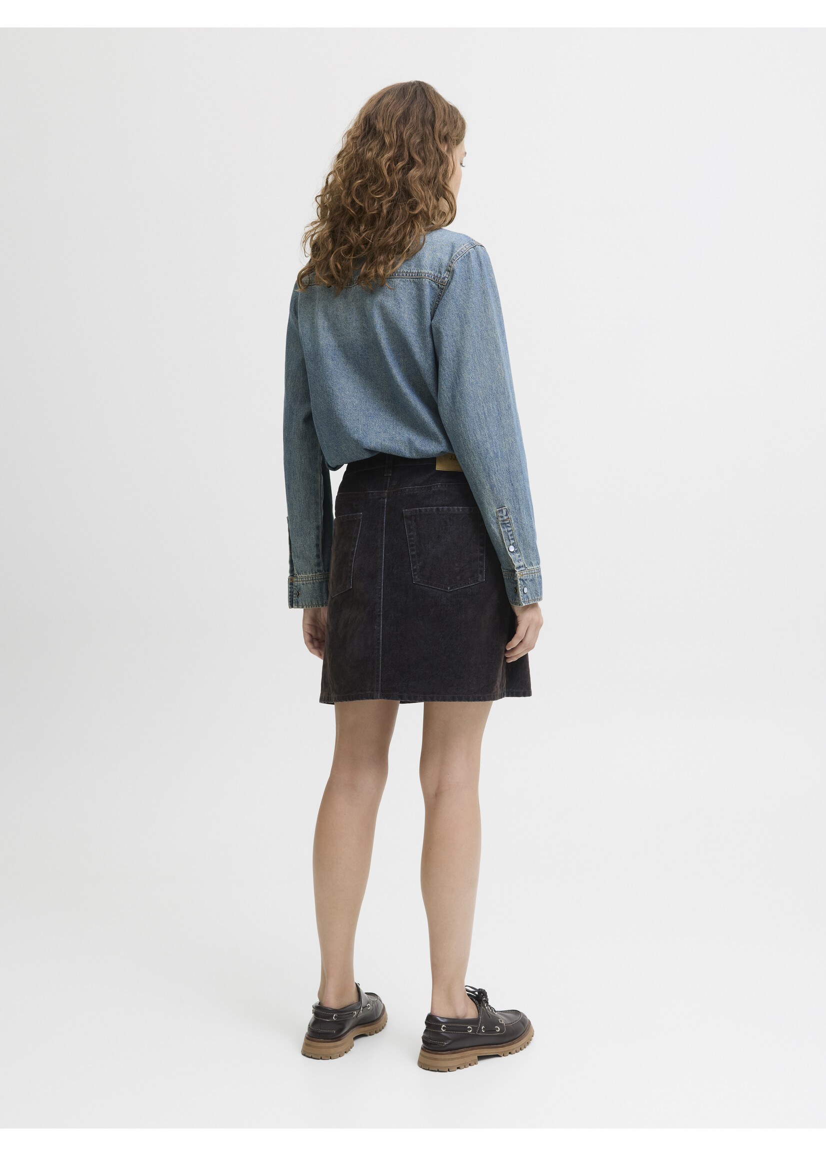 JXMIA FLOCK  DENIM SKIRT - BROWN DENIM