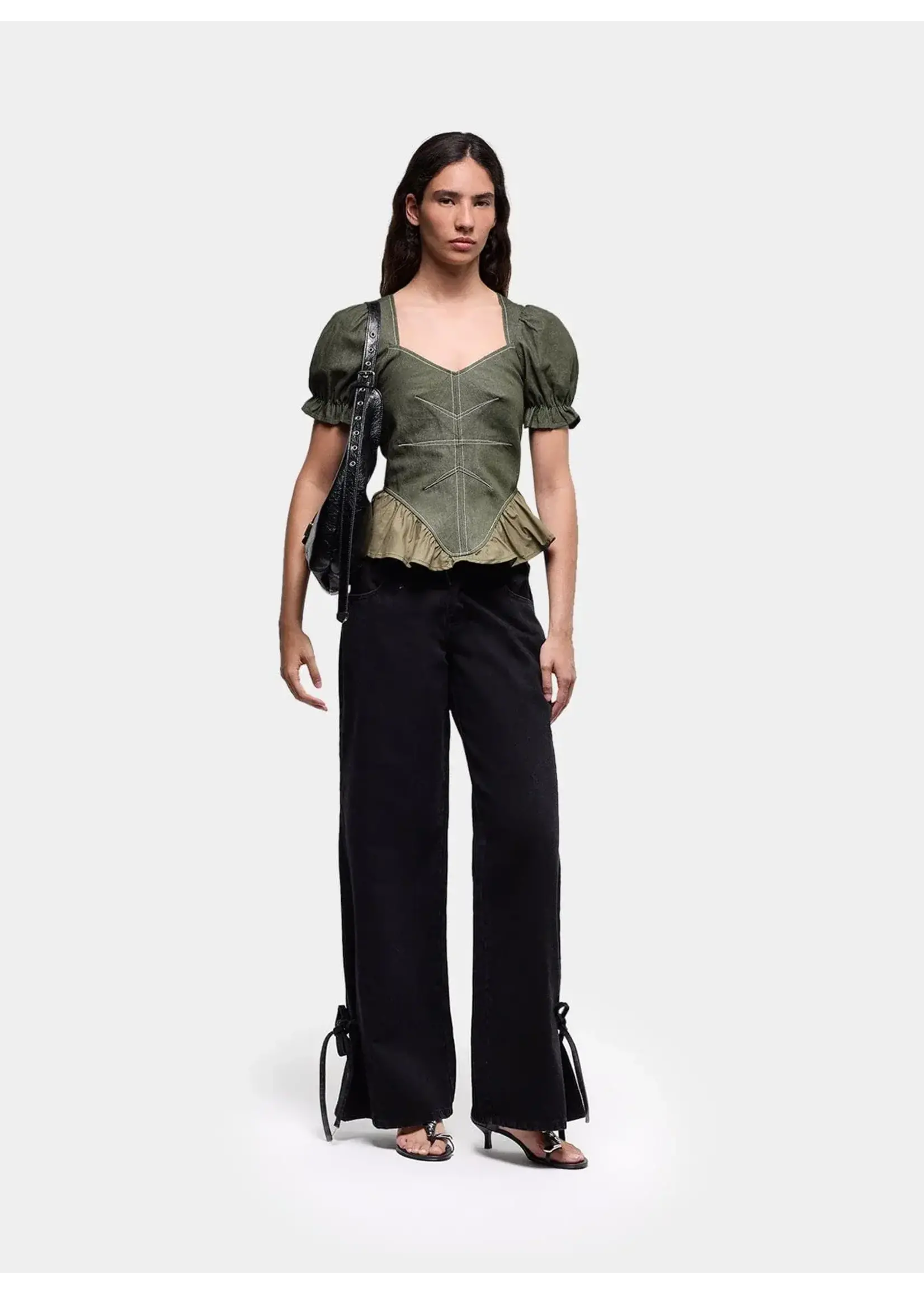 Laagam Regina puff sleeve blouse - Khaki
