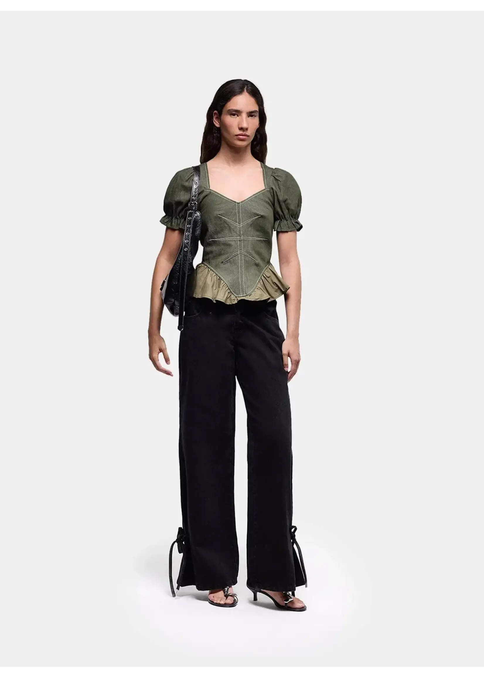Laagam Regina puff sleeve blouse - Khaki
