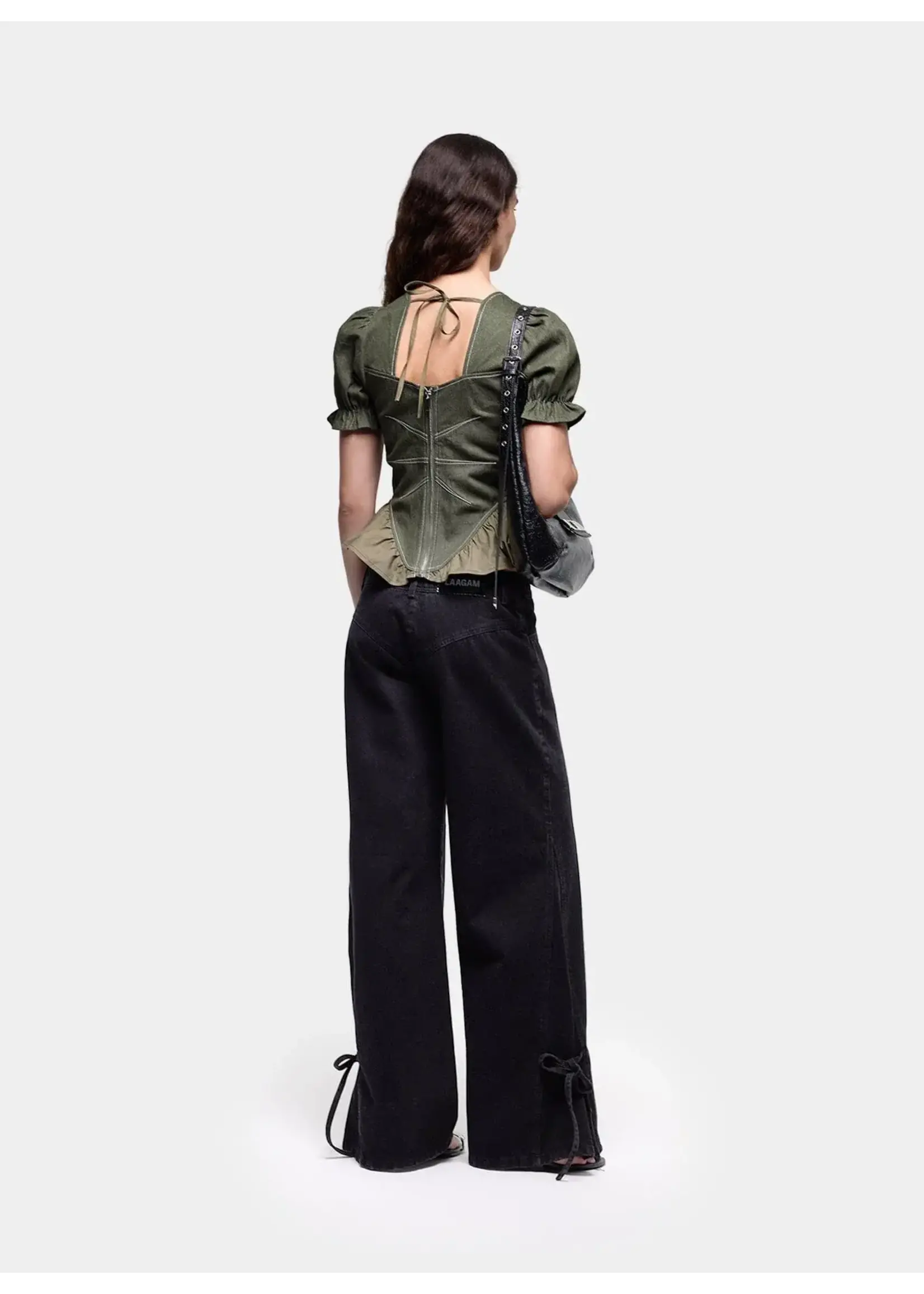 Laagam Regina puff sleeve blouse - Khaki